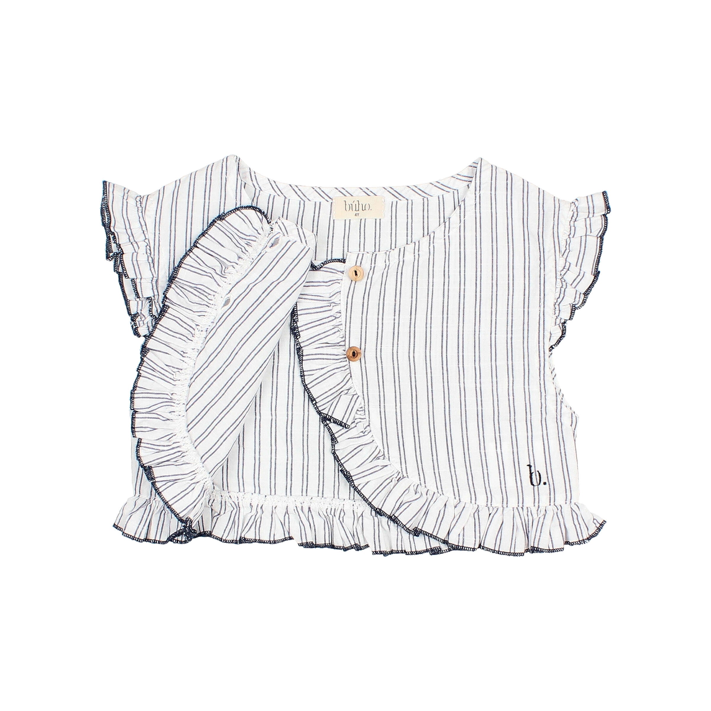 Buho - kids - stripes waistcoat - white