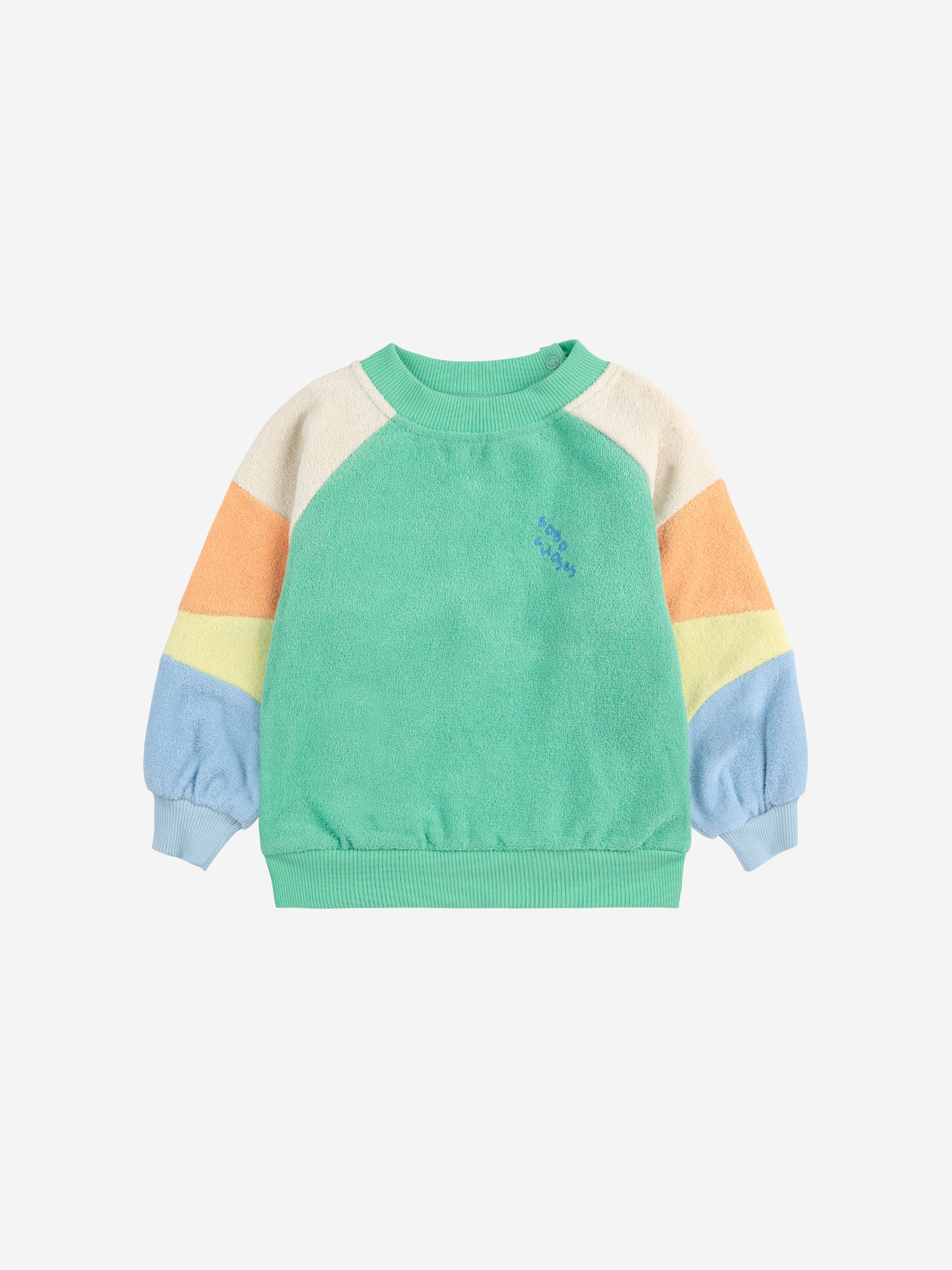 Bobo Choses - baby - green colorblock terry sweatshirt