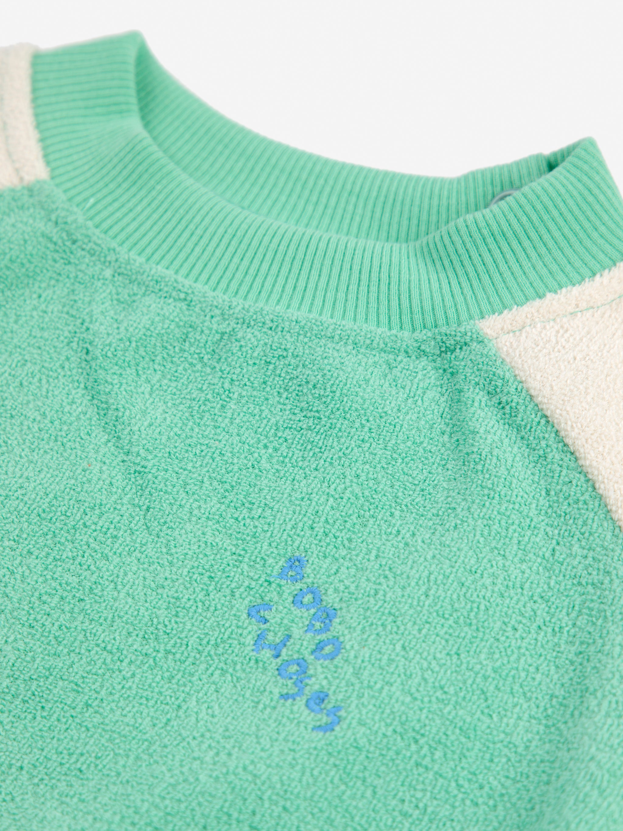 Bobo Choses - baby - green colorblock terry sweatshirt