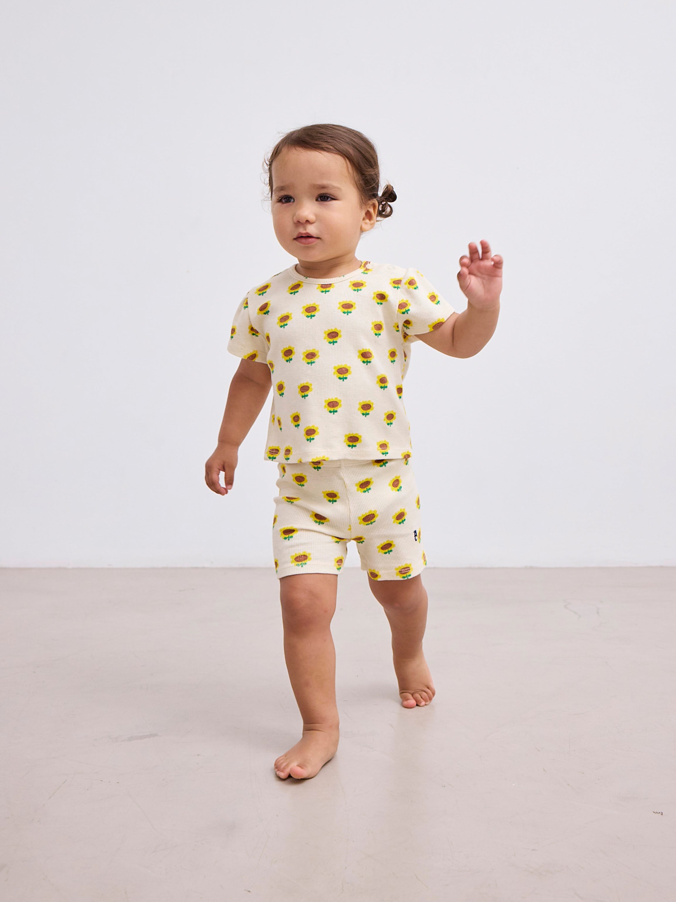 Bobo Choses - baby - sunflower allover rib shorts