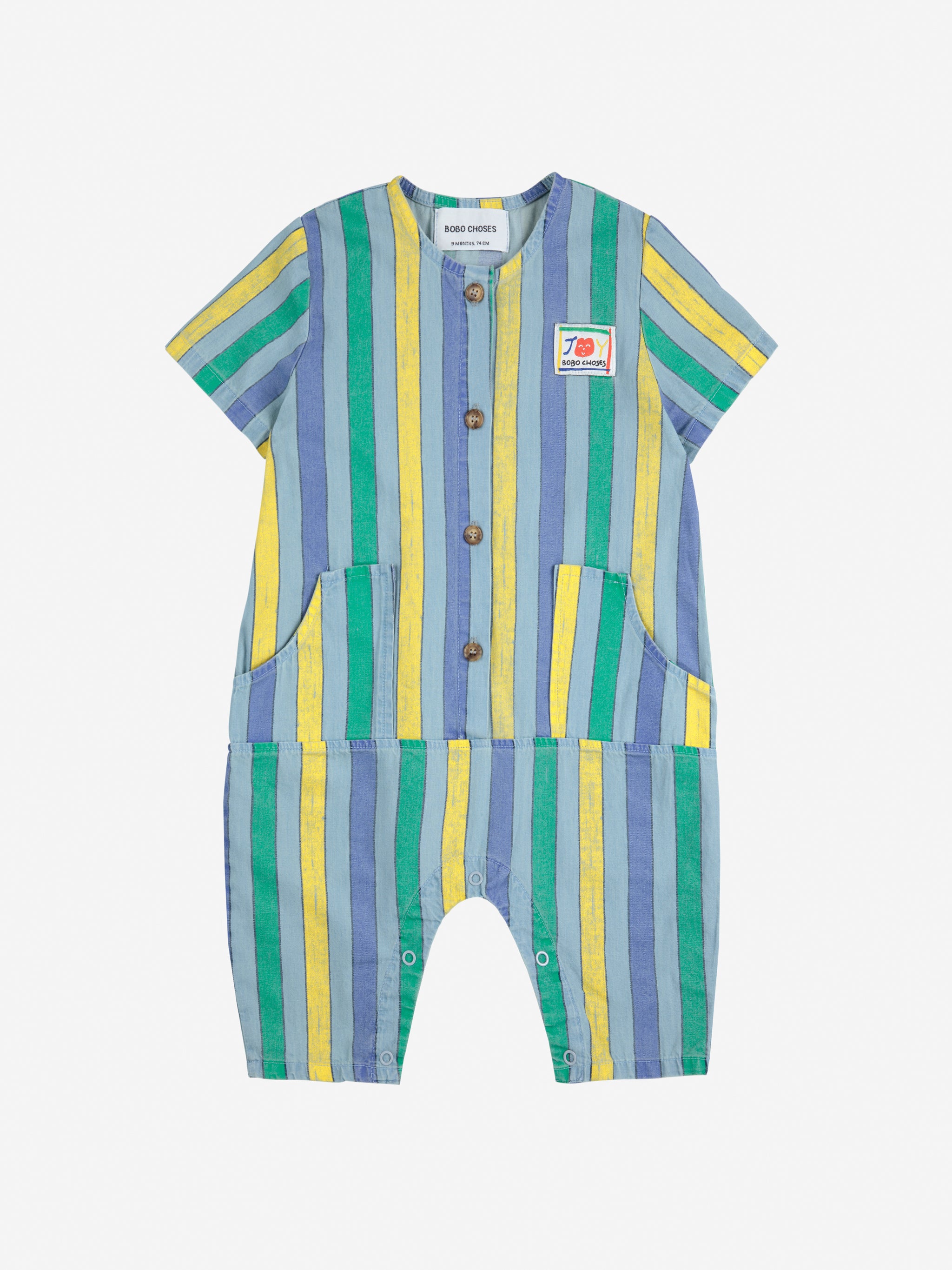 Bobo Choses - baby - multicolor stripes denim overall