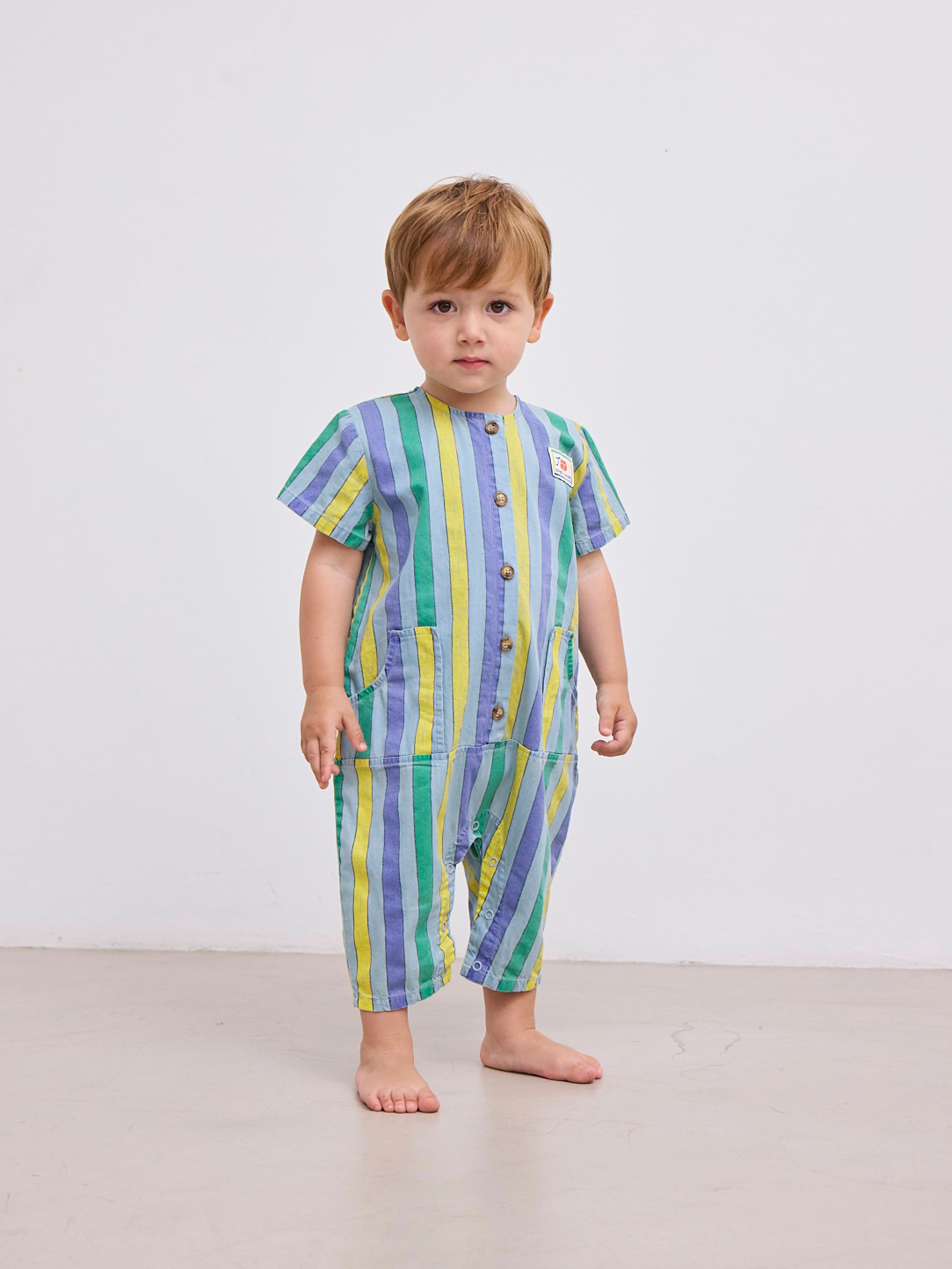 Bobo Choses - baby - multicolor stripes denim overall