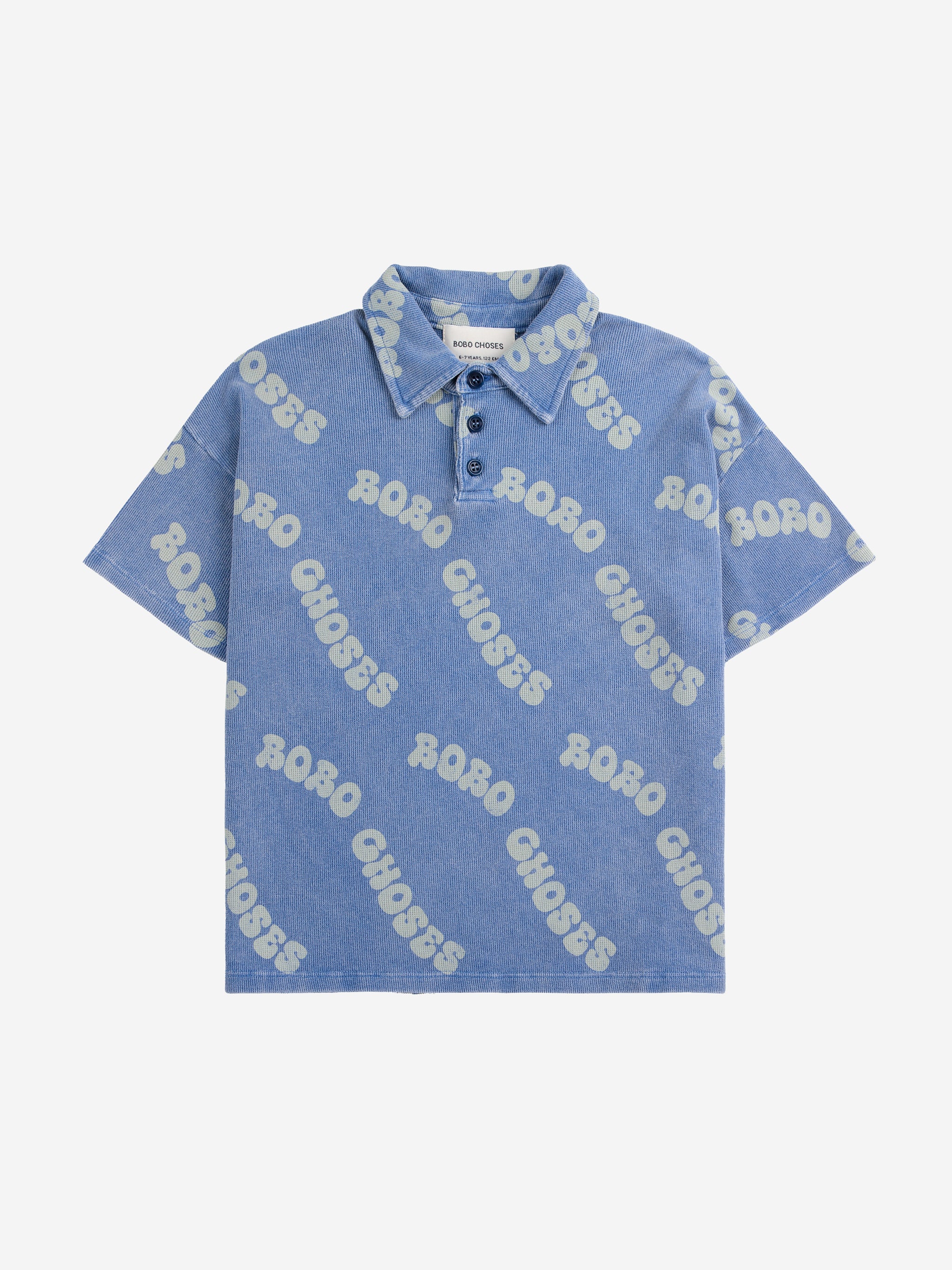 Bobo Choses - kids - wavy bobo allover waffle polo