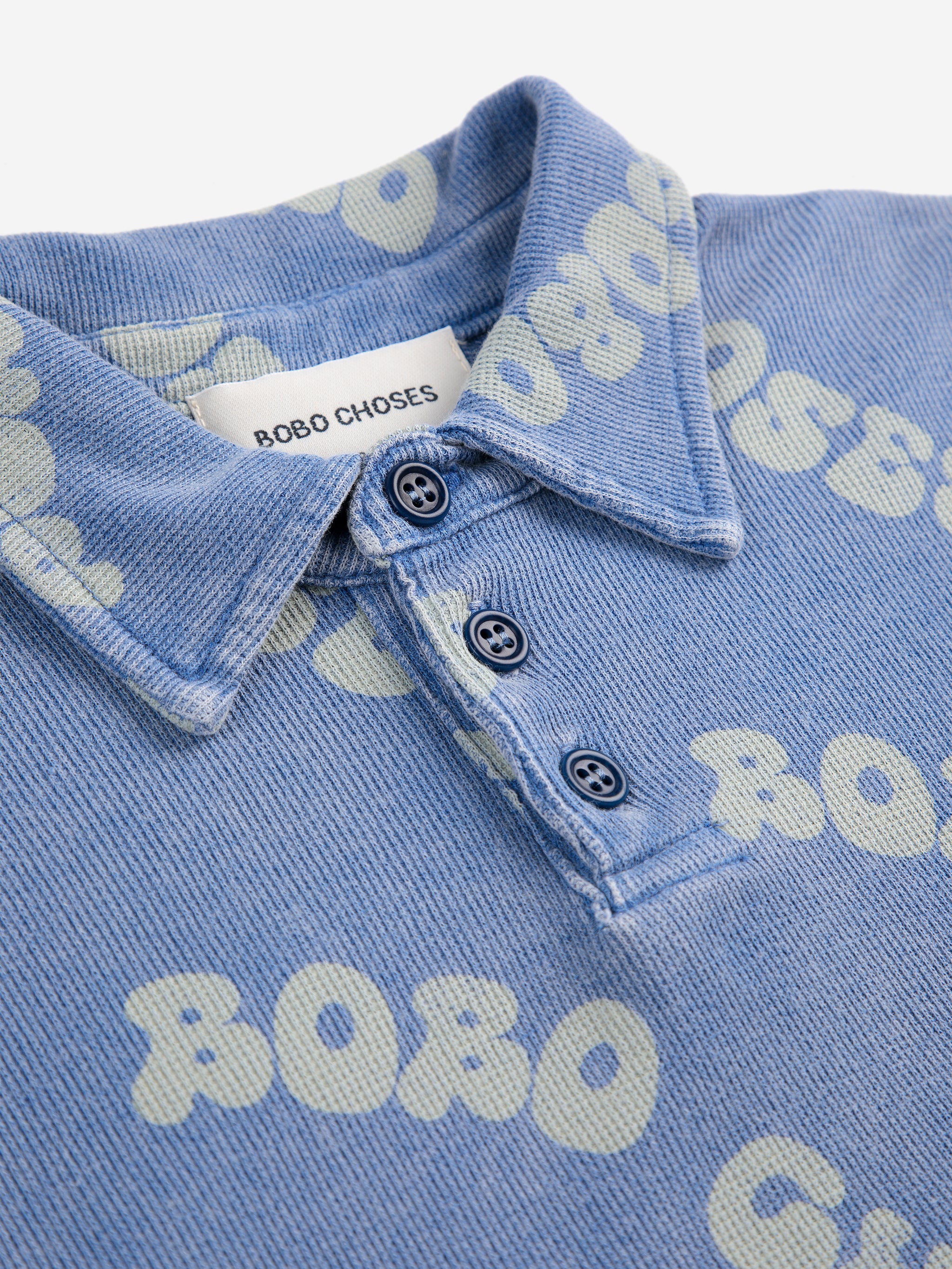 Bobo Choses - kids - wavy bobo allover waffle polo