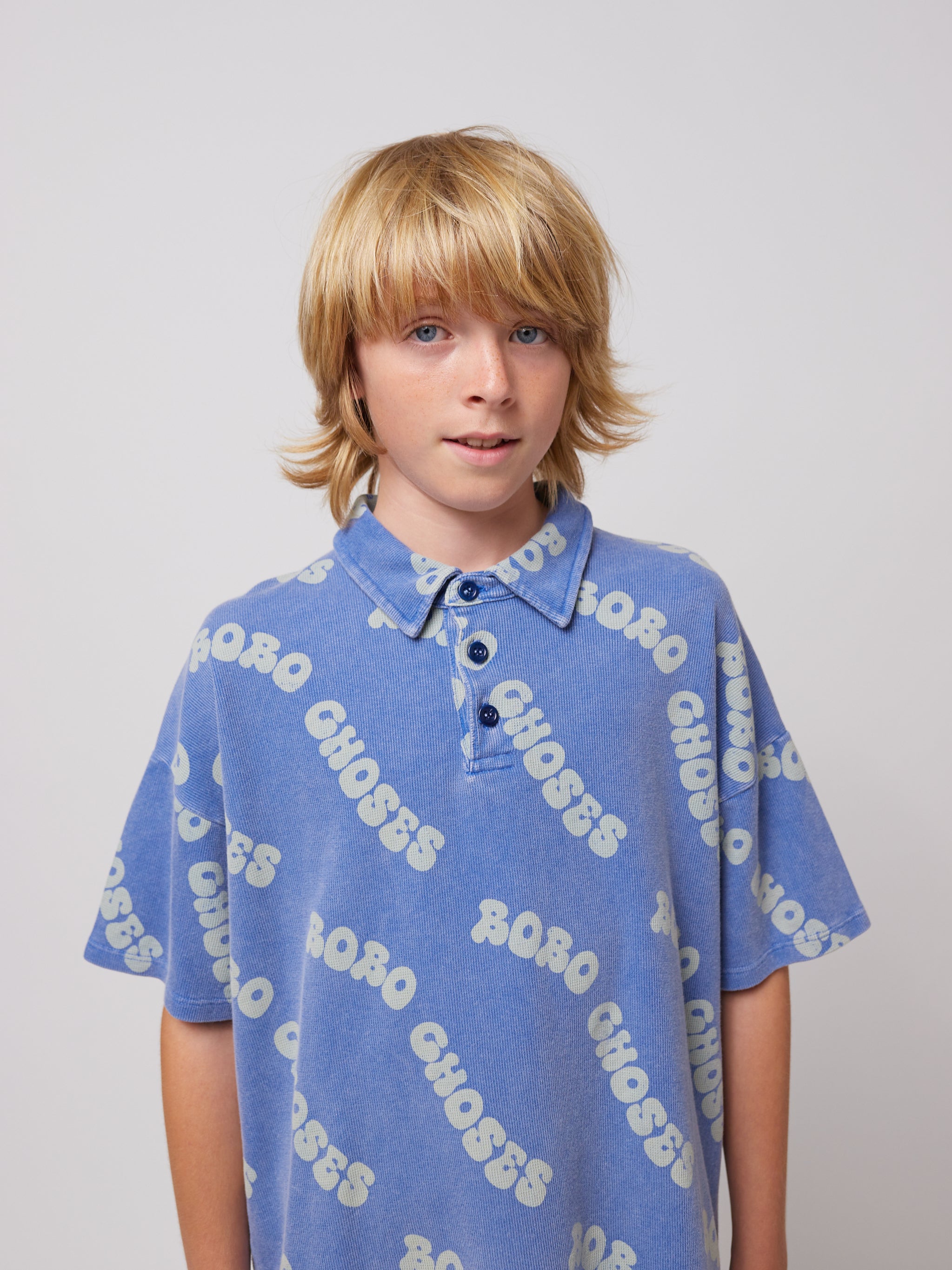 Bobo Choses - kids - wavy bobo allover waffle polo