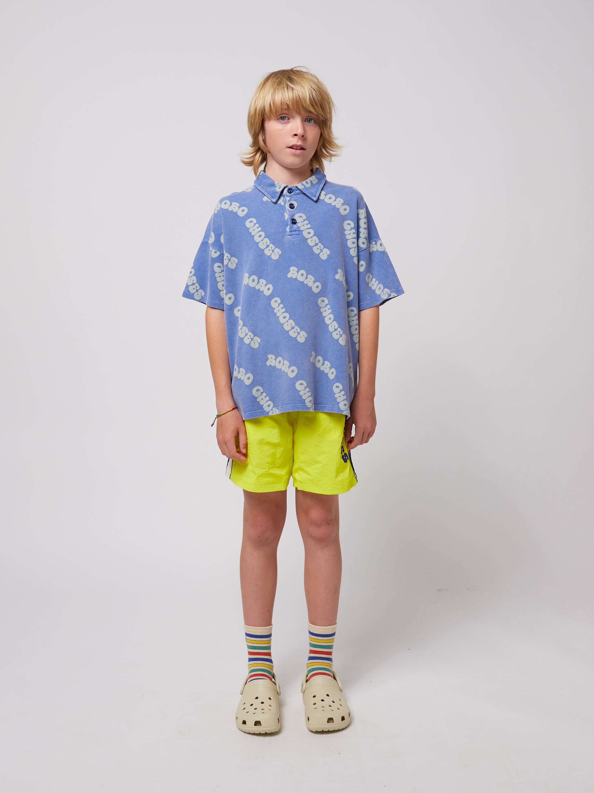 Bobo Choses - kids - wavy bobo allover waffle polo