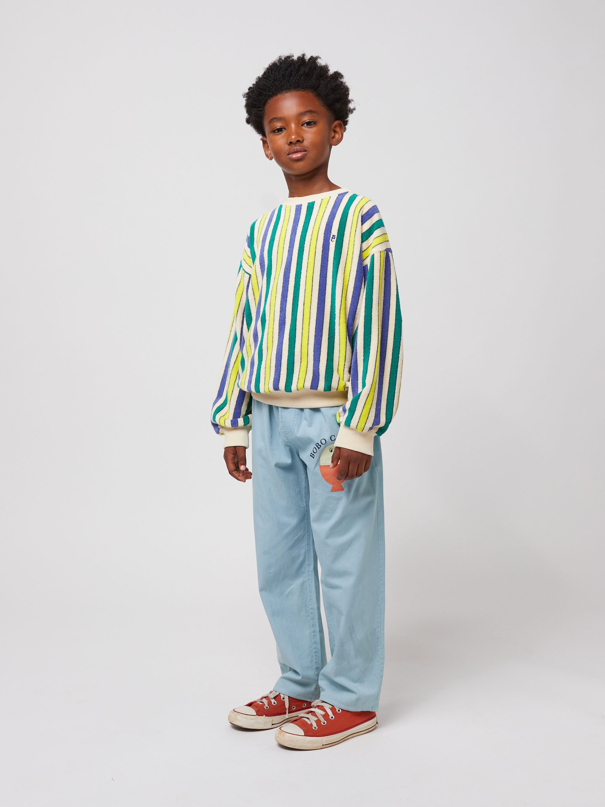 Bobo Choses - kids - multicolor stripes terry sweatshirt