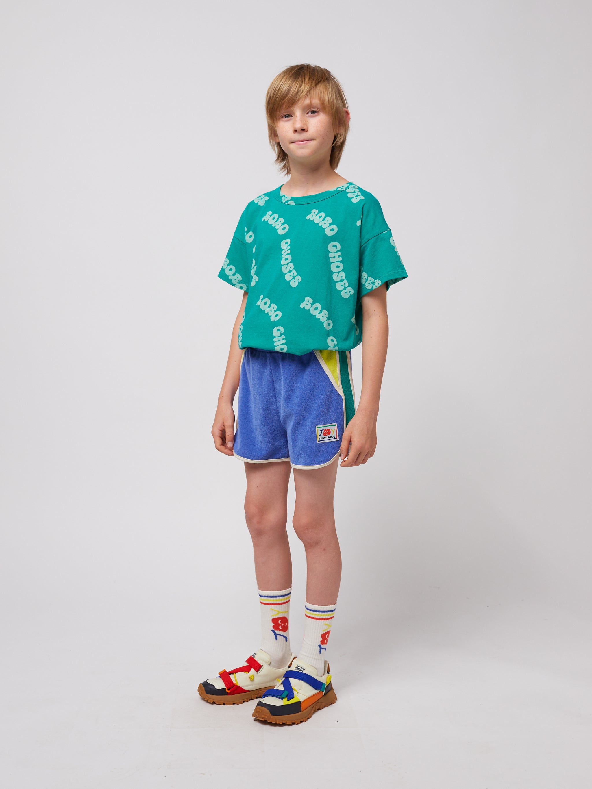 Bobo Choses - kids - smiling colorblock terry shorts