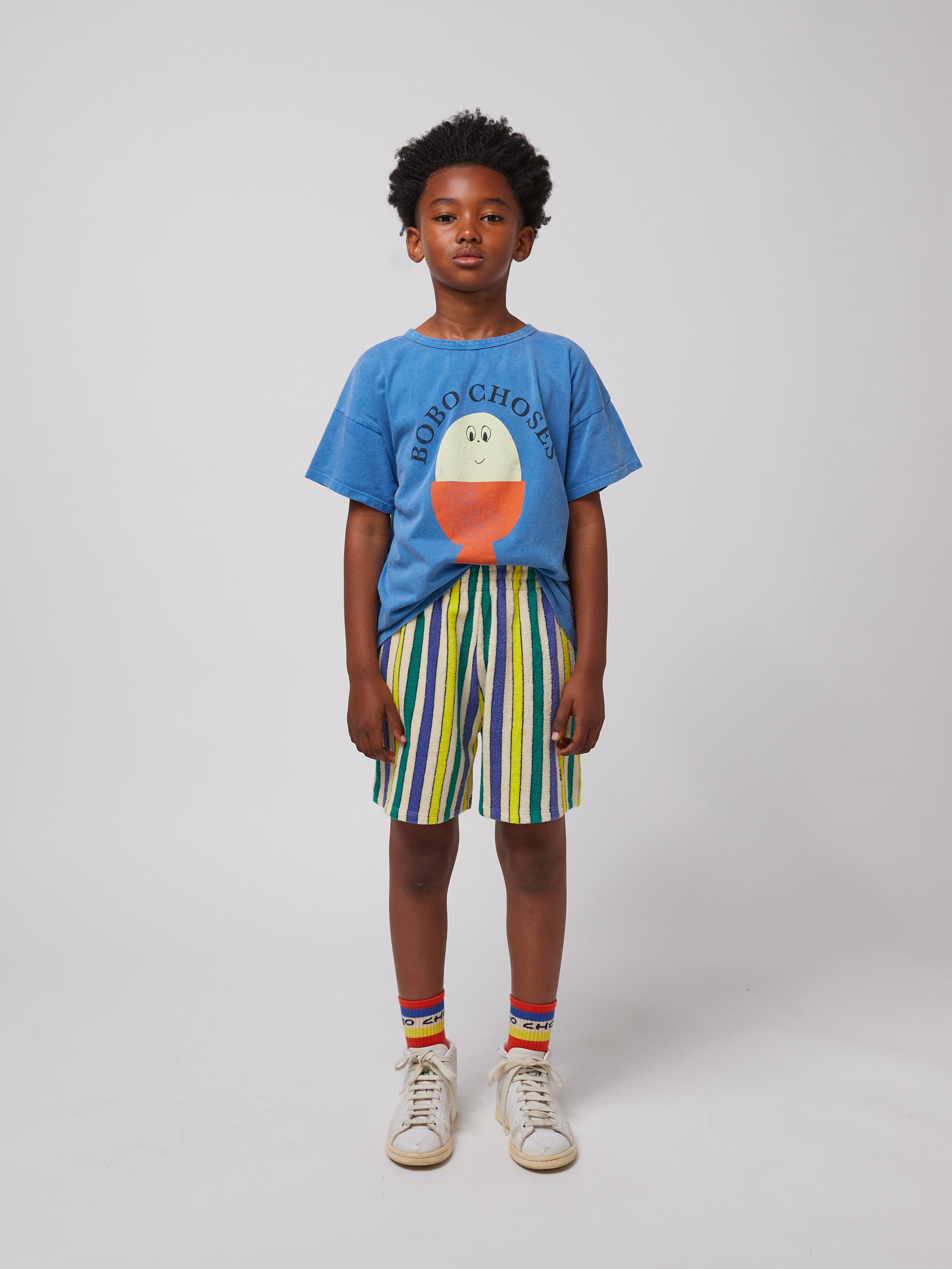 Bobo Choses - kids - multicolor stripes terry shorts