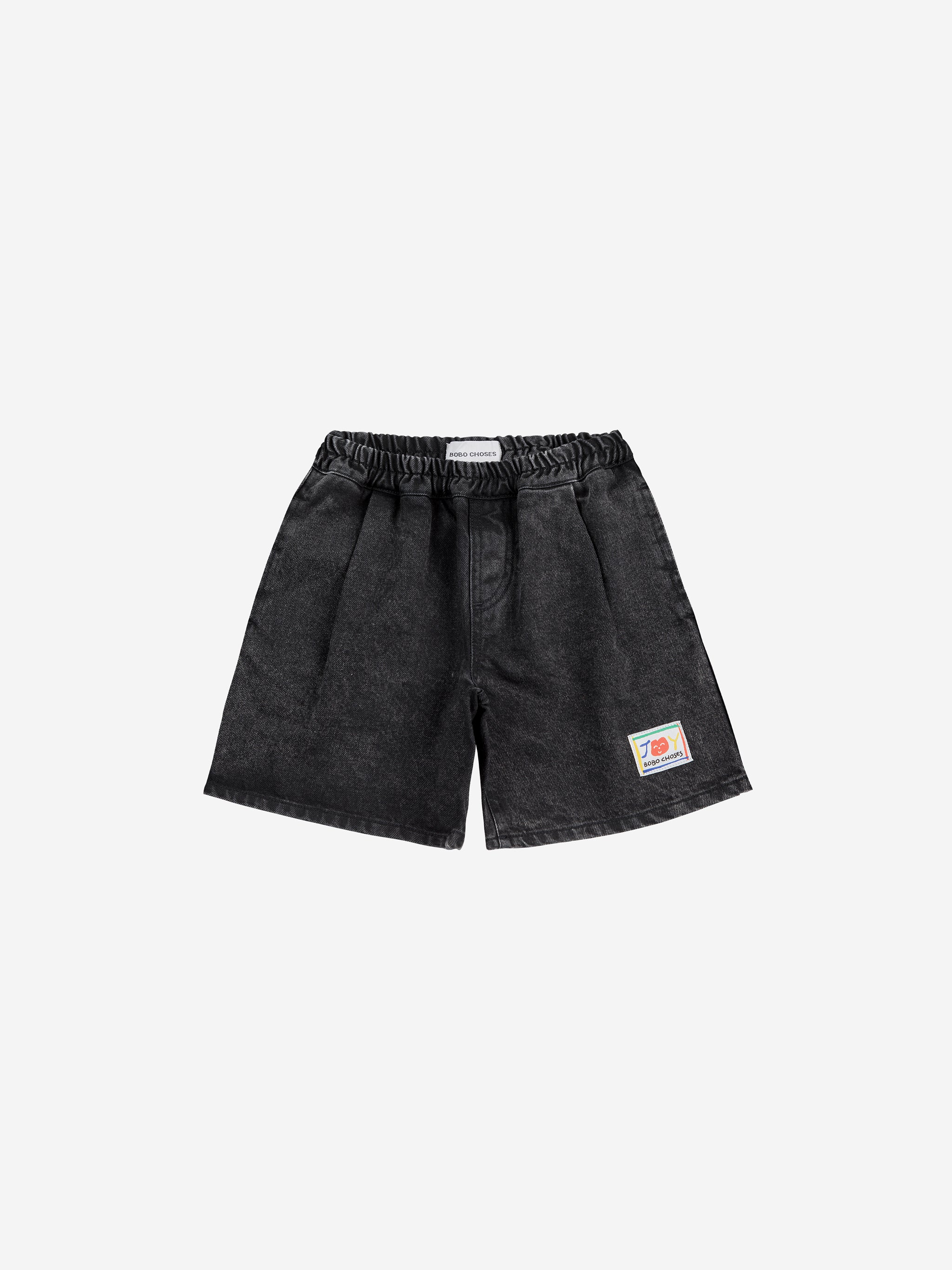 Bobo Choses - kids - smiling black denim shorts