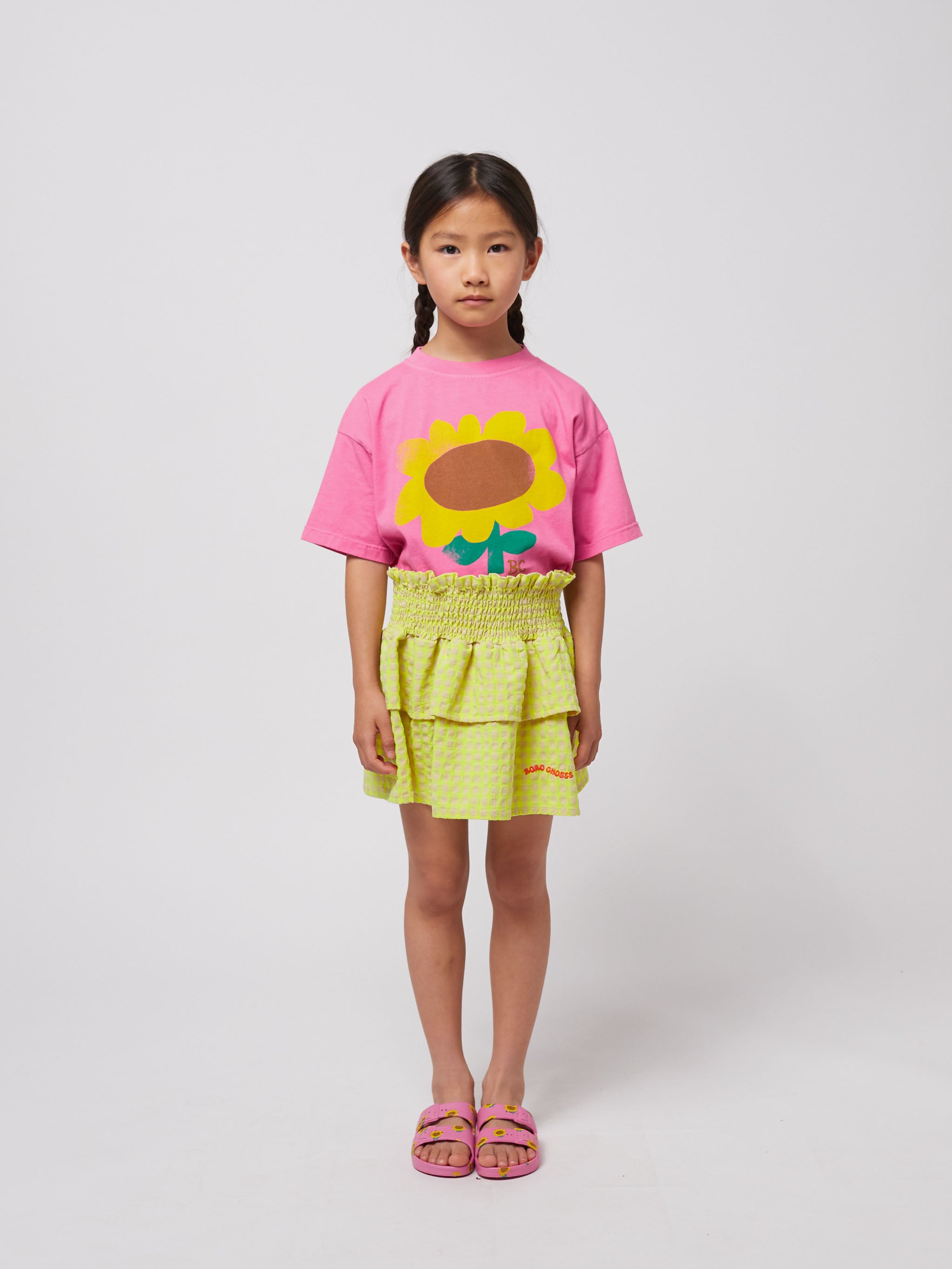 Bobo Choses - kids - vichy ruffle skirt