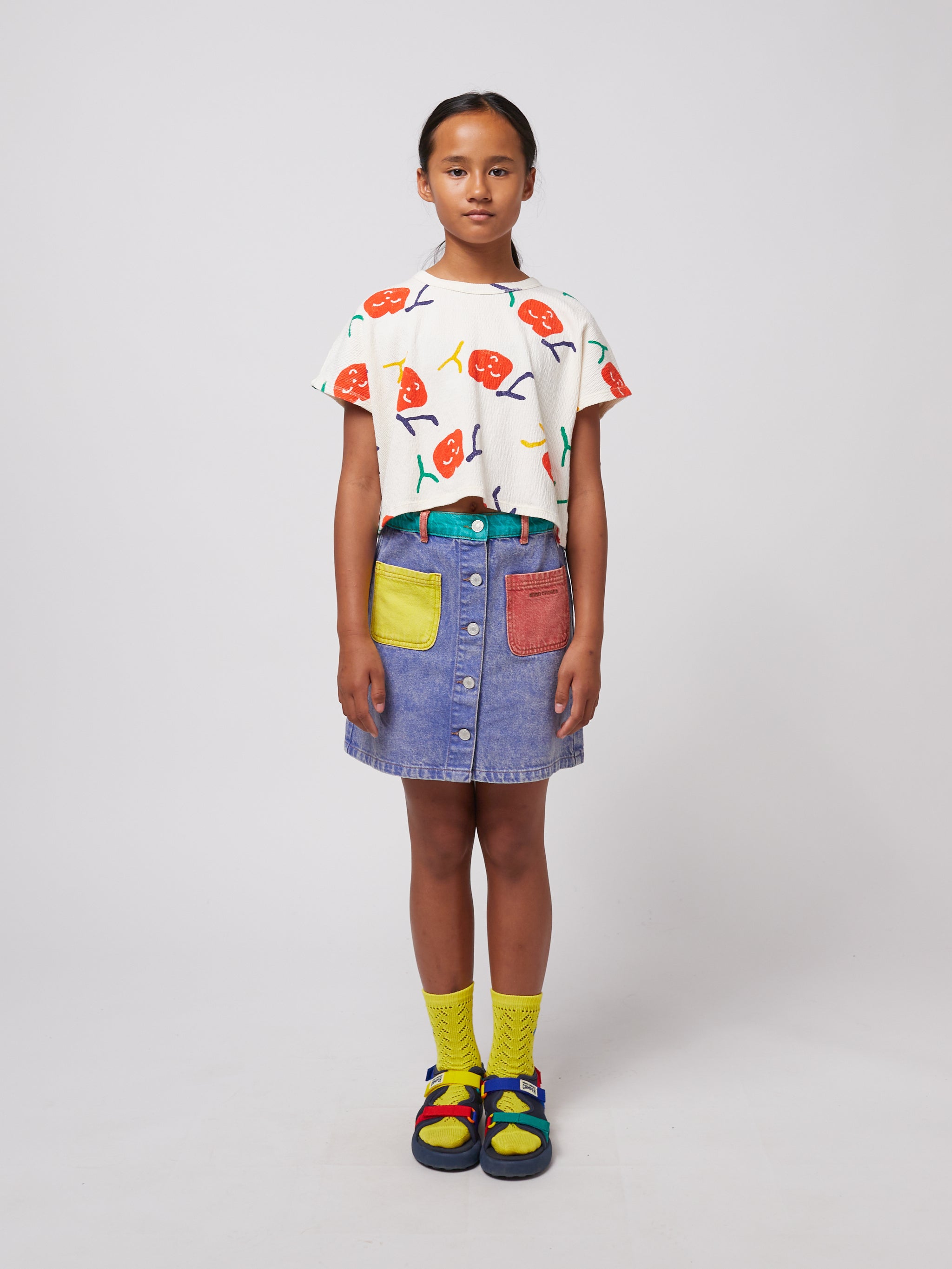 Bobo Choses - kids - colorblock denim skirt