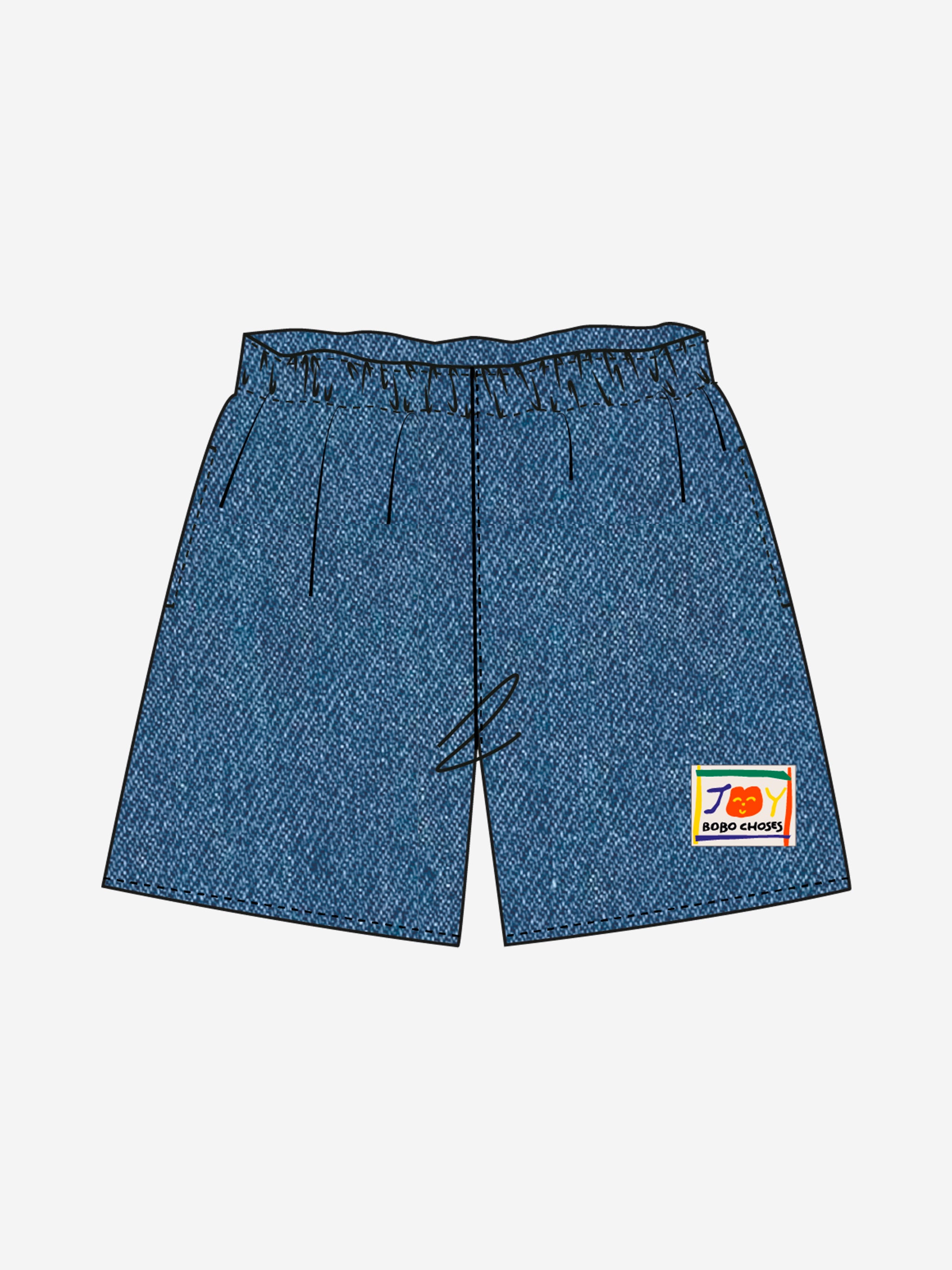 Bobo Choses - kids - smiling blue denim shorts