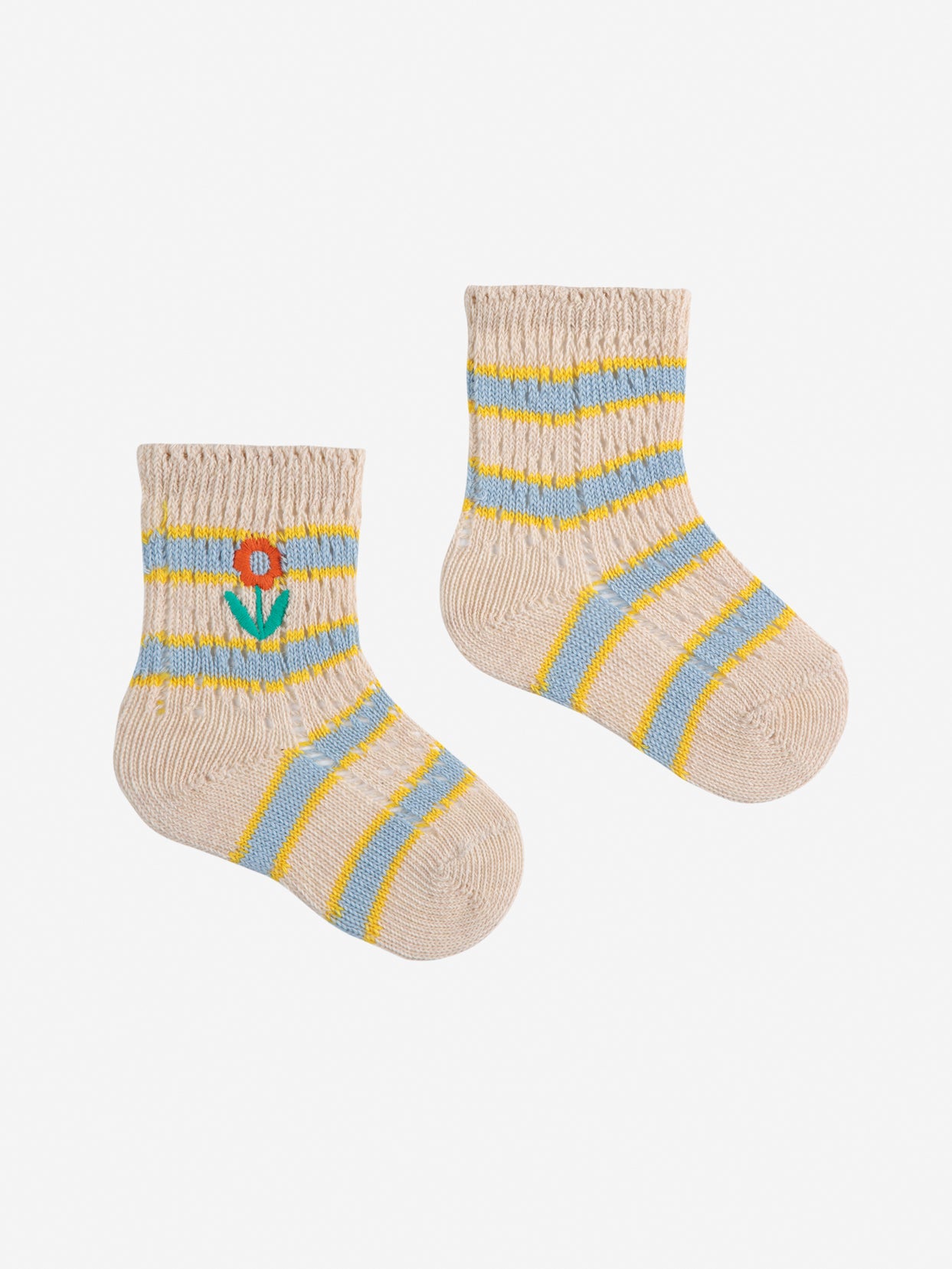 Bobo Choses - baby - flower stripe short socks