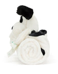 Jellycat - bashful black & cream puppy blankie