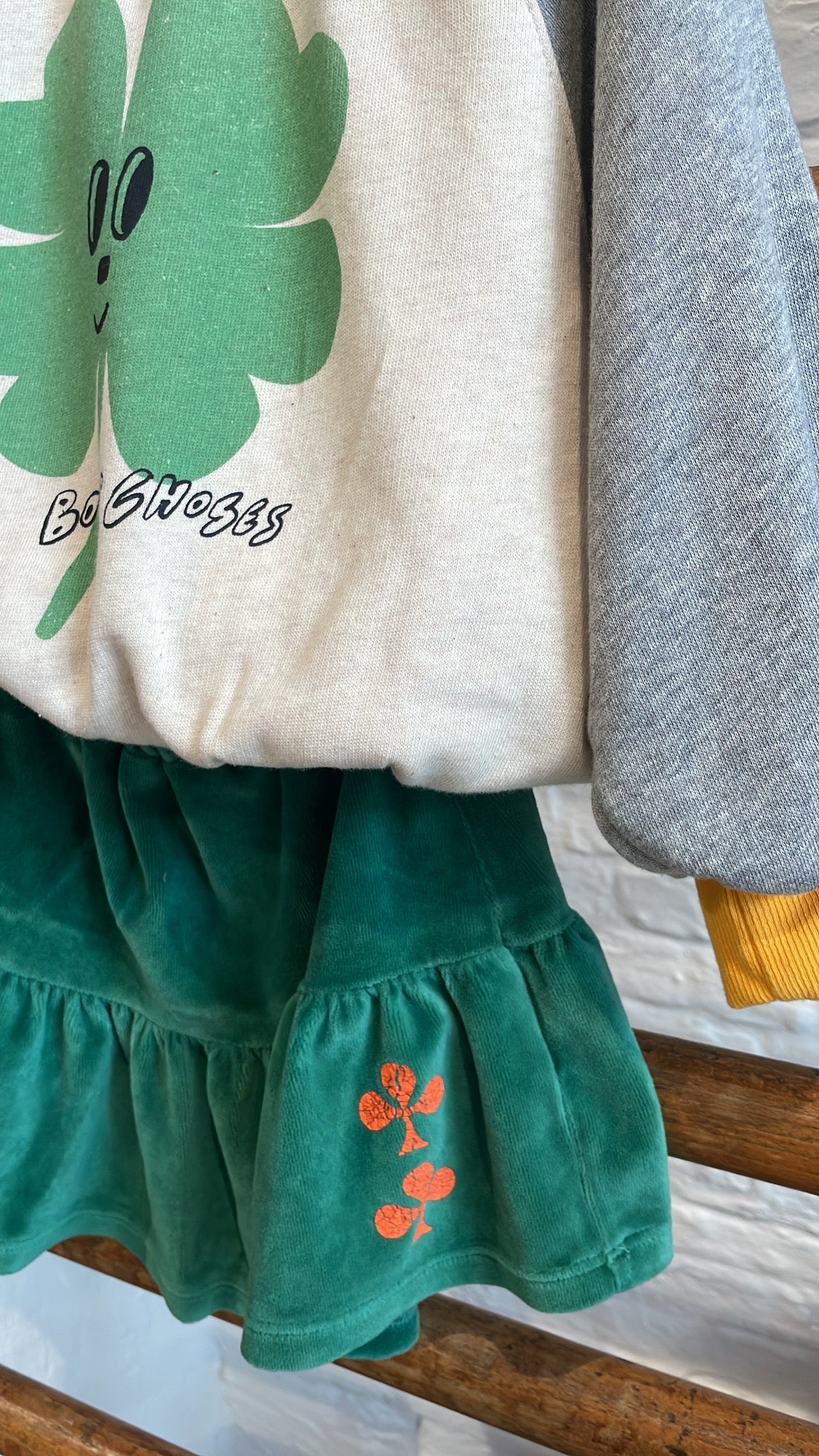 Bobo Choses - kids - clover velvet skirt - green