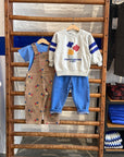 Weekend house kids - flowers allover corduroy dungaree - beige