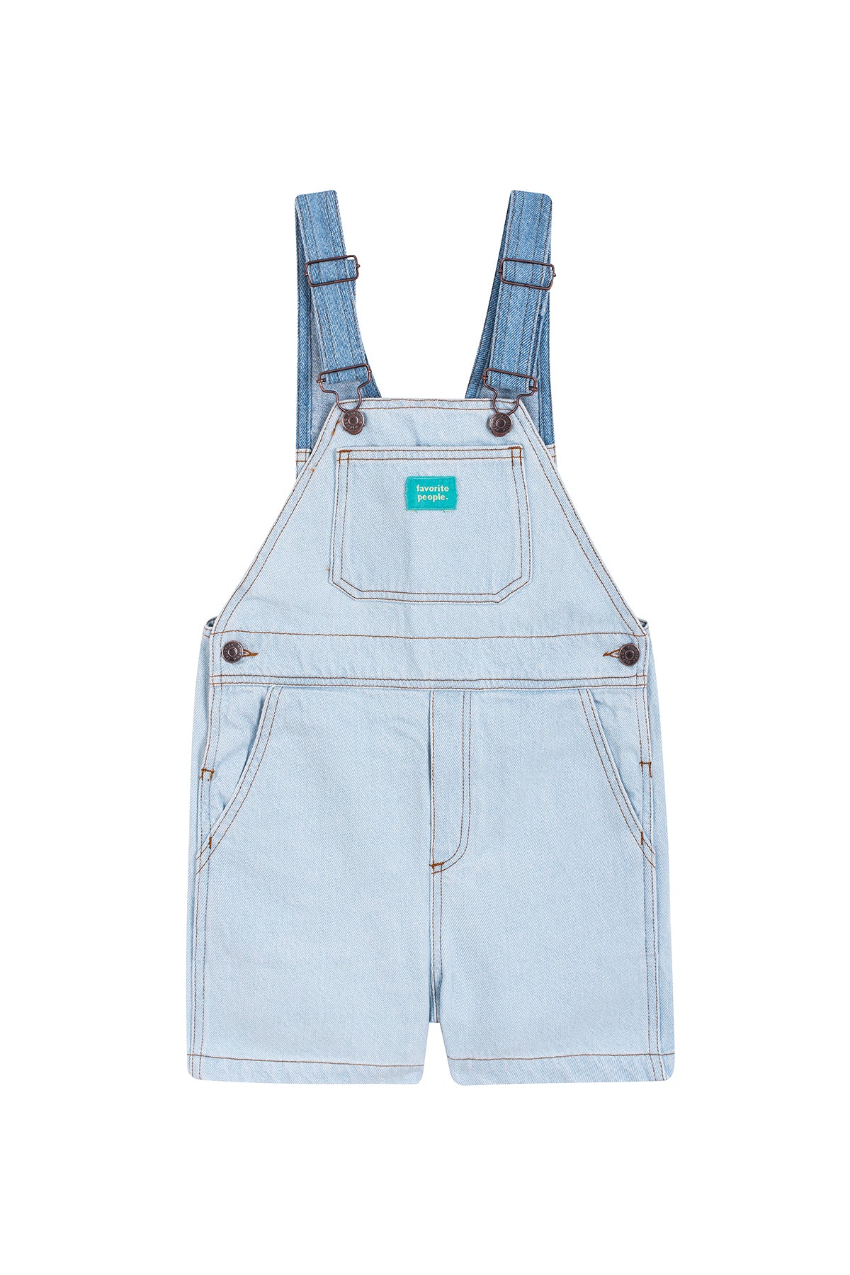 Favorite People - VHS denim short overalls