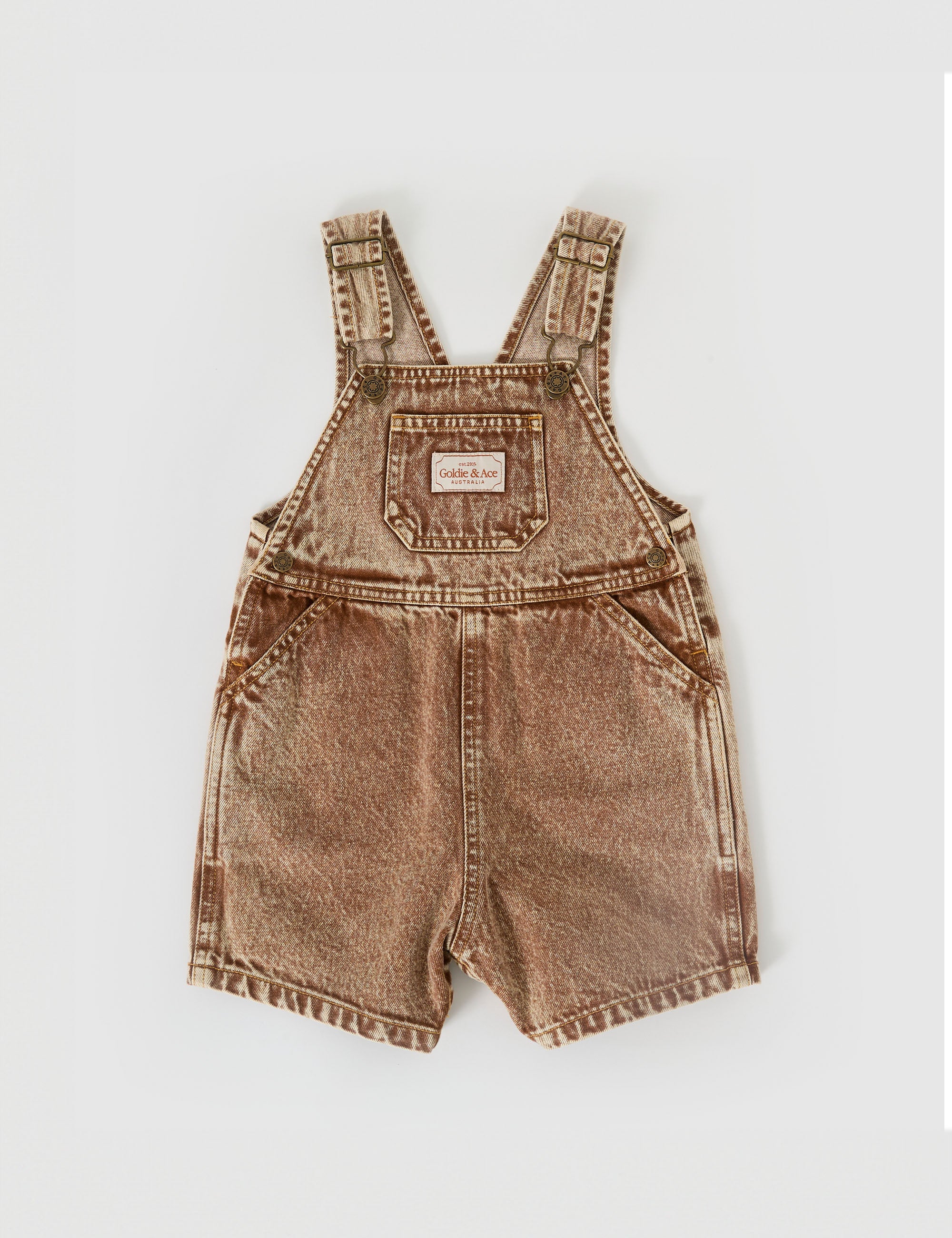 Goldie + Ace - burton denim short overalls - brown