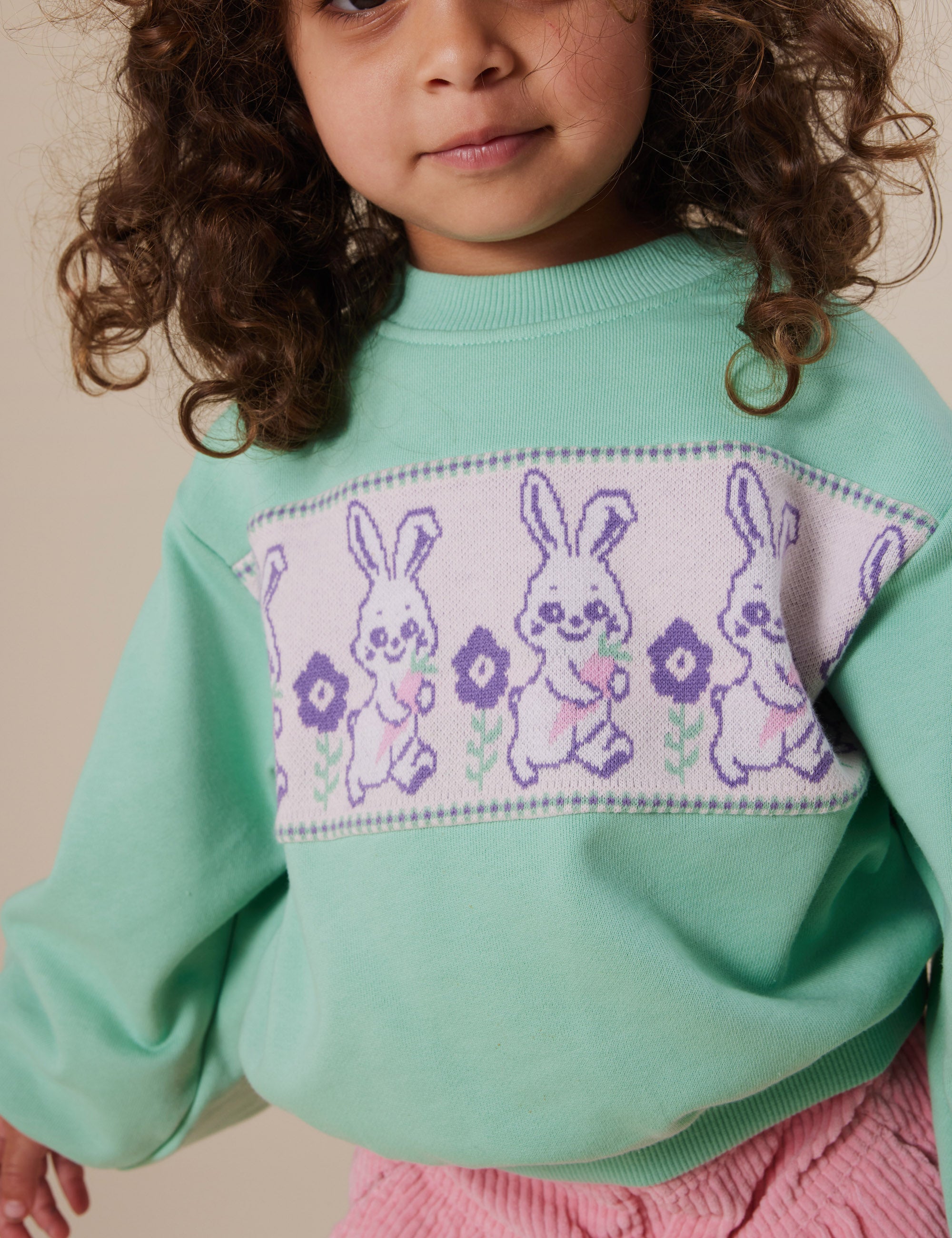 Goldie + Ace - hazel puff sleeve bunny sweater - mint