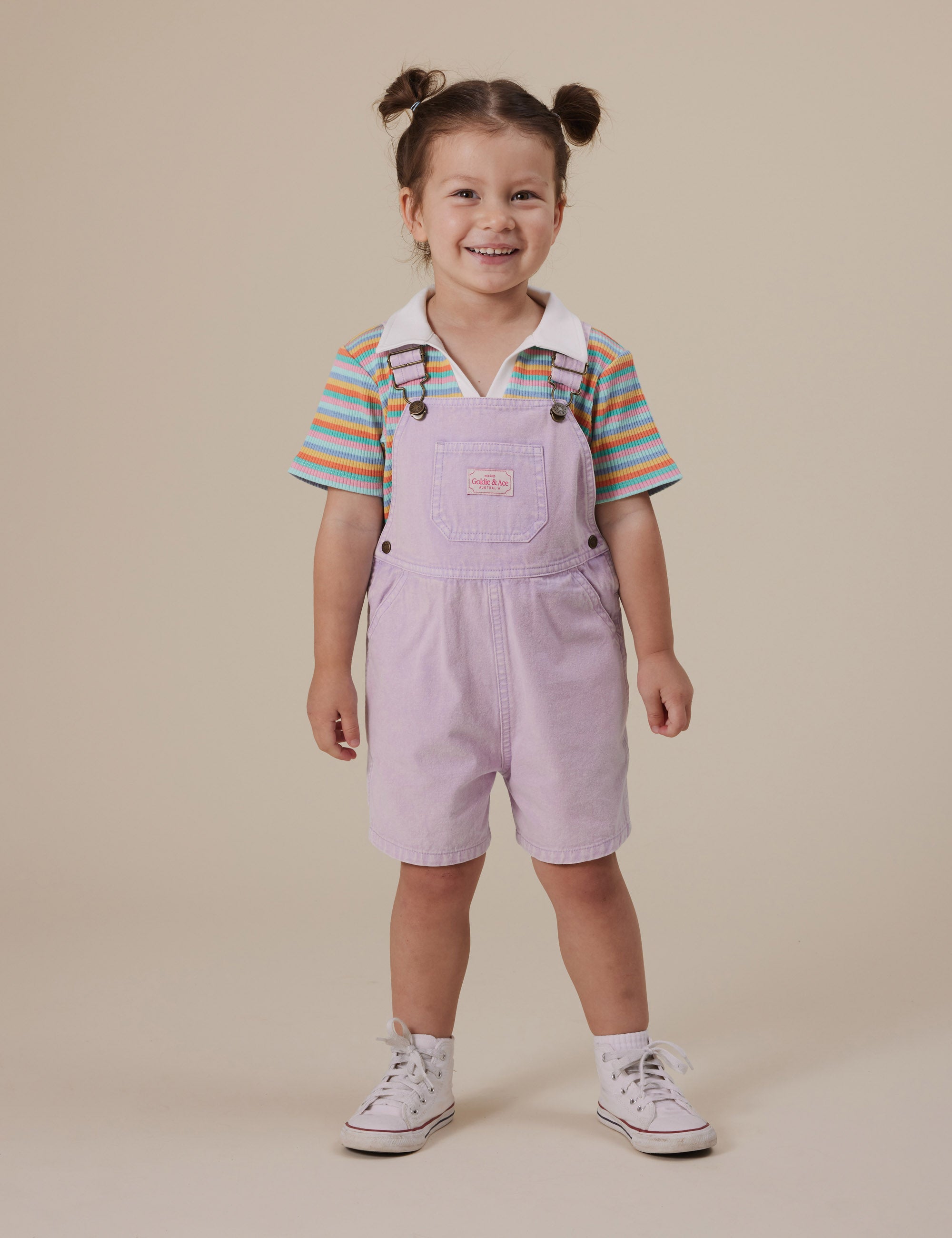 Goldie + Ace - burton vintage denim short overalls - mauve