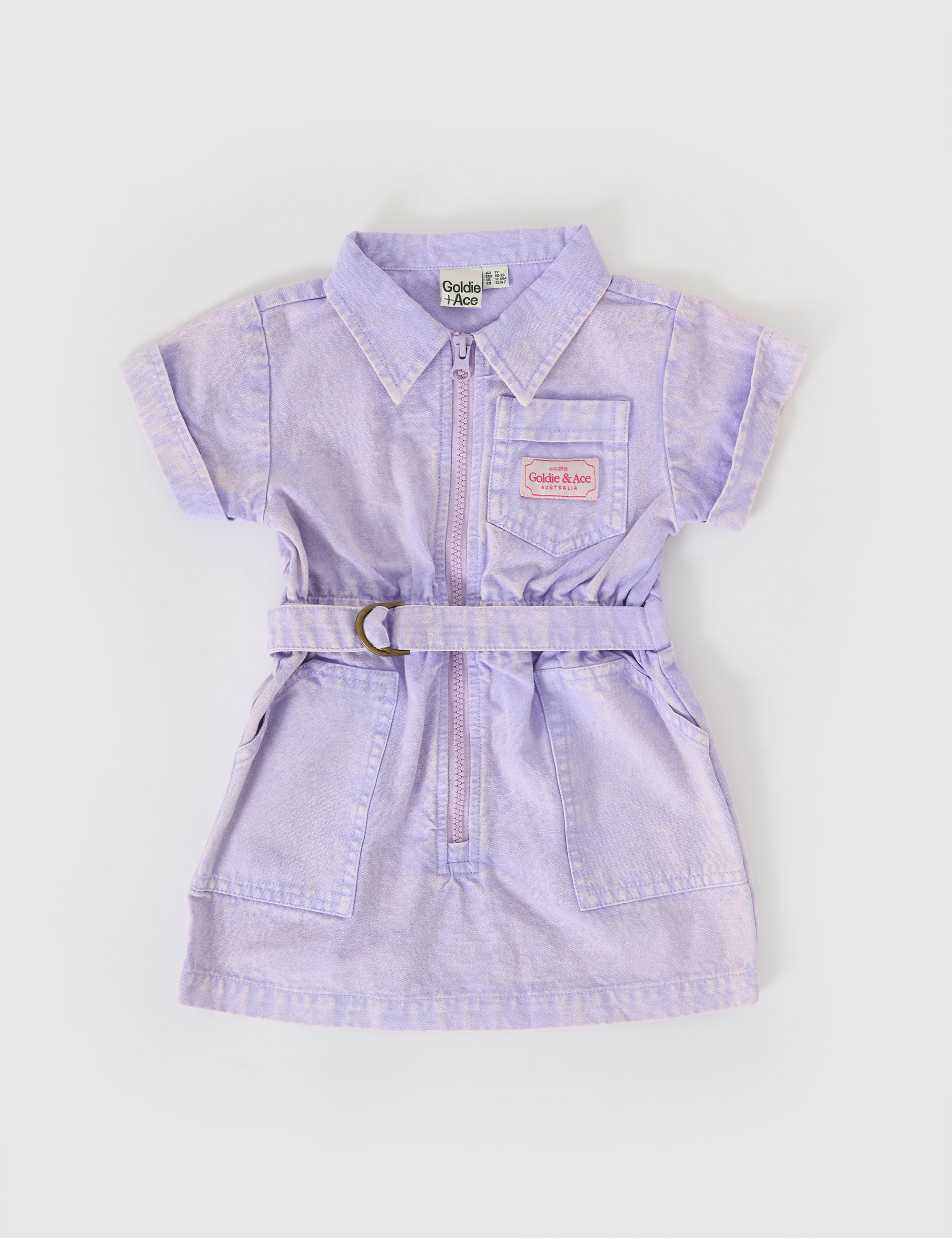 Goldie + Ace - piper denim belted dress - mauve