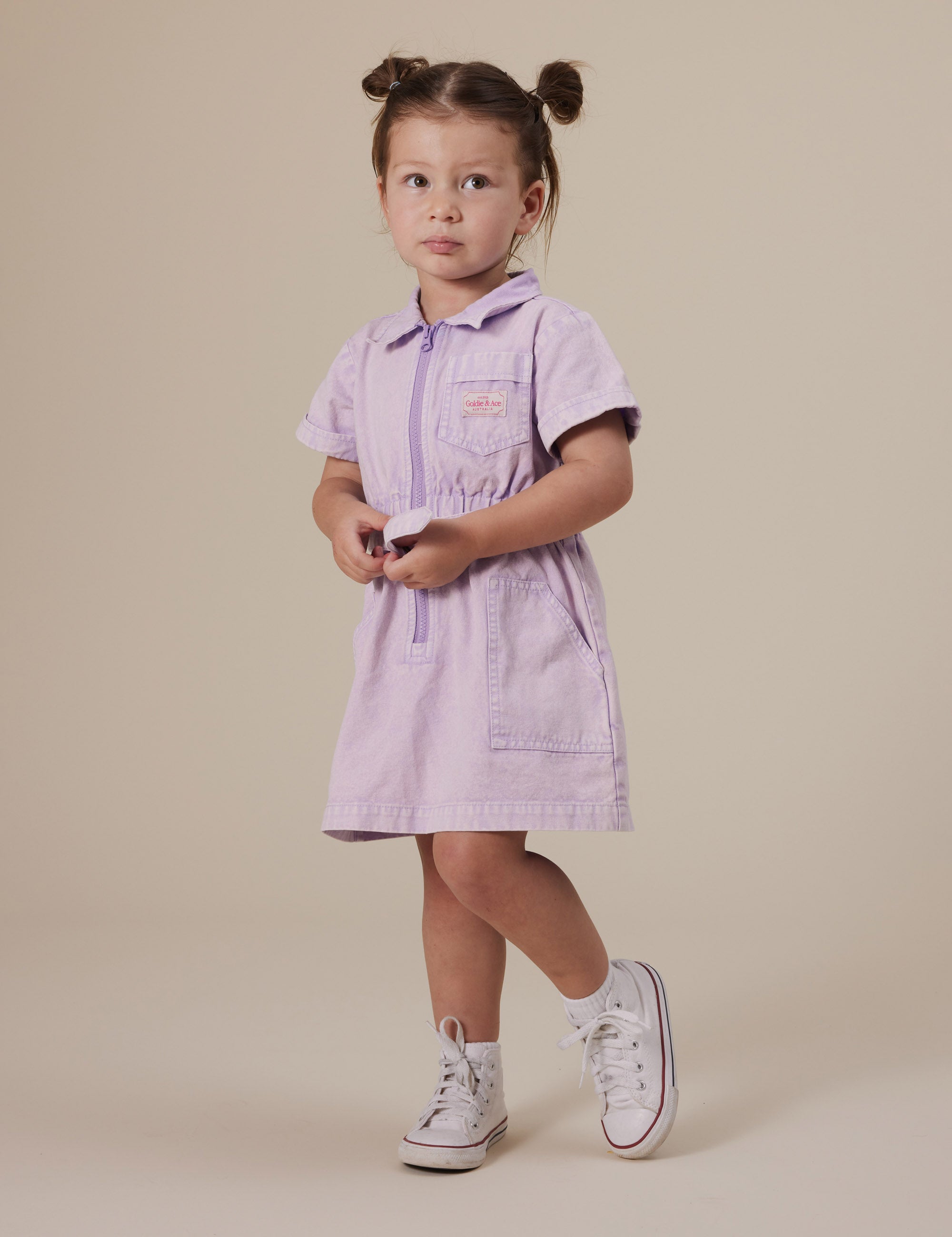 Goldie + Ace - piper denim belted dress - mauve