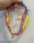 bandana necklace - moon - yellow/pink/turqoise