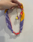 bandana necklace - heart - purple/pinkorange/yellow