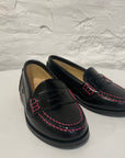 Penny loafers - black/neon pink