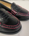Penny loafers - black/neon pink