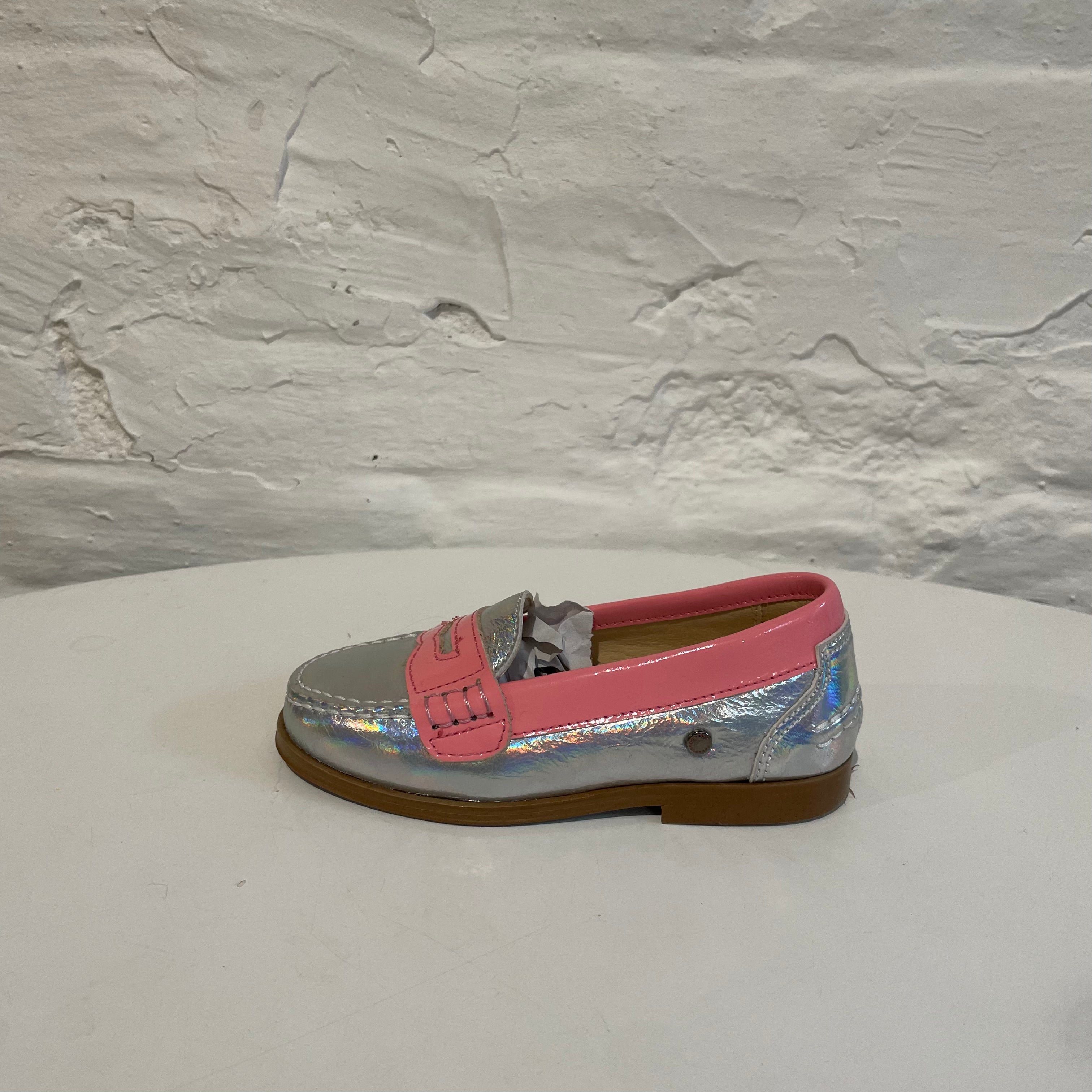 Penny loafers - neon pink/metallic