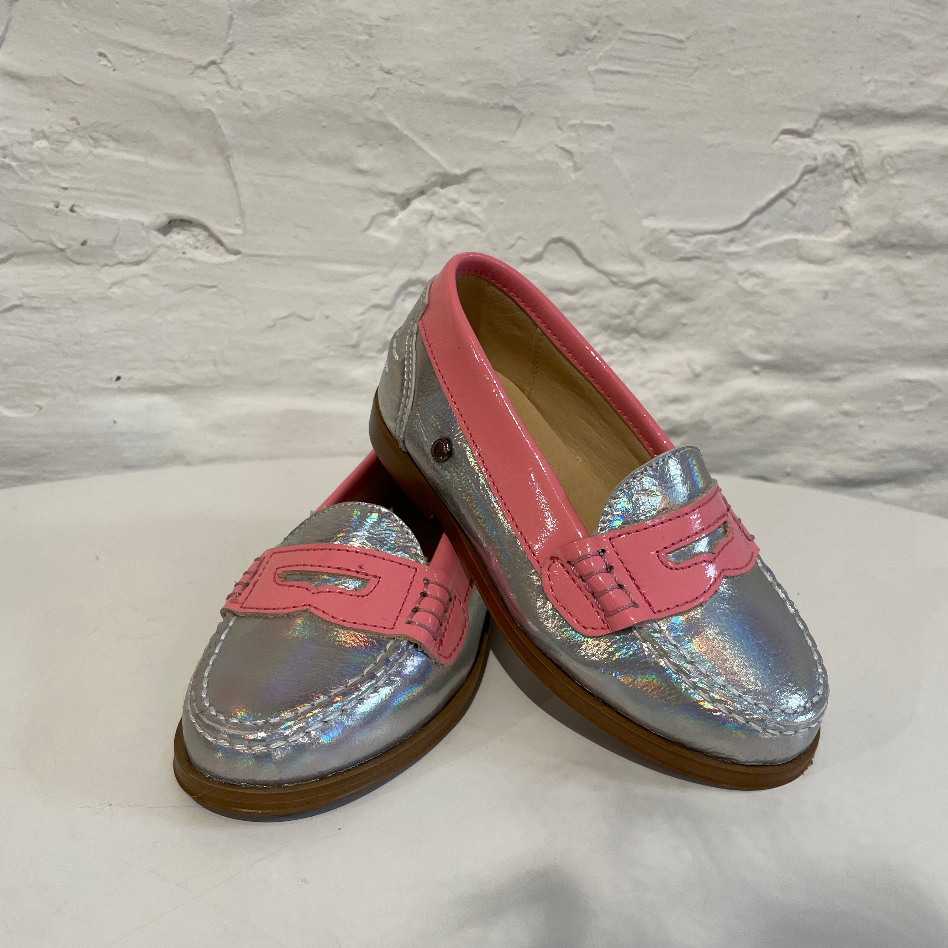 Penny loafers - neon pink/metallic