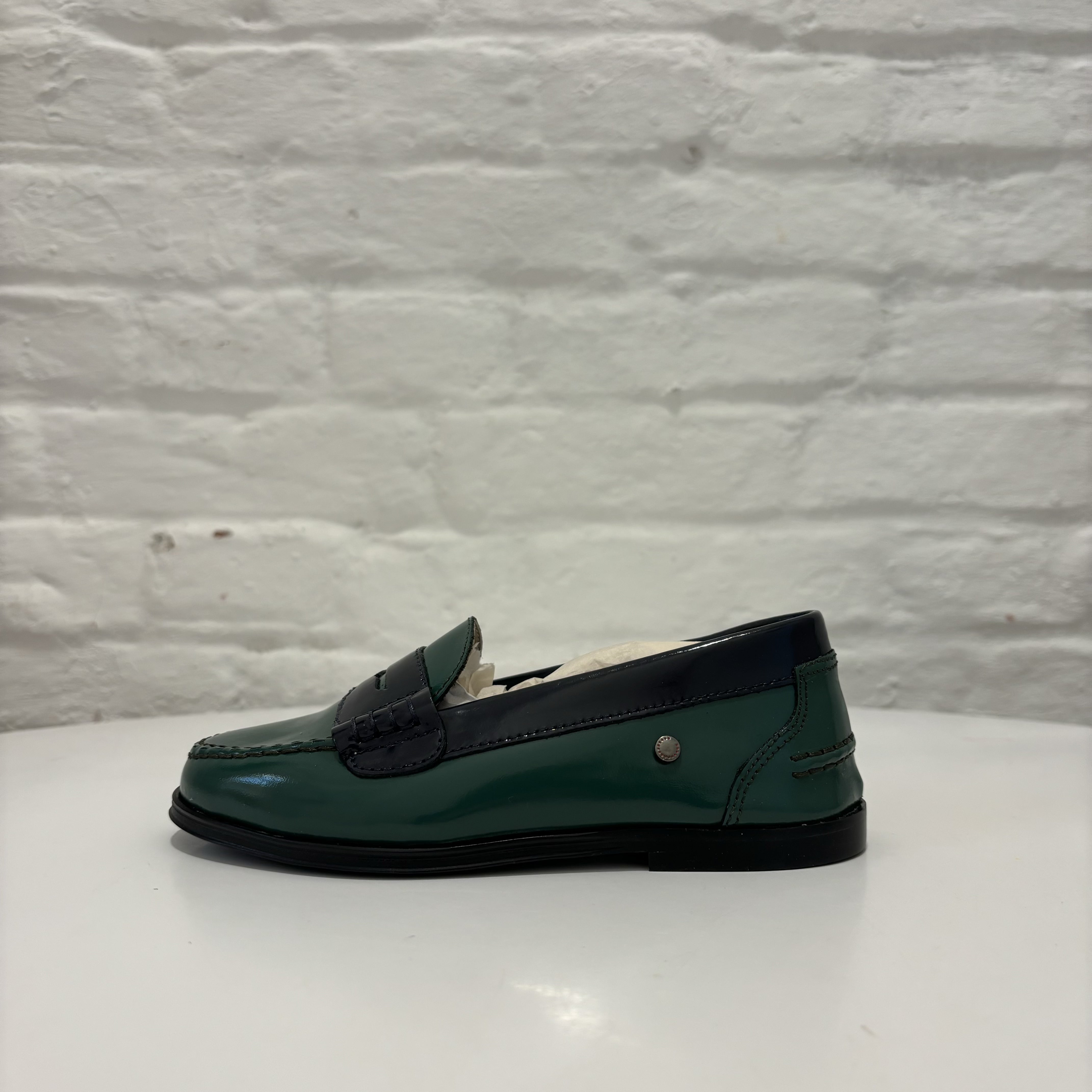 Penny loafer - green/navy