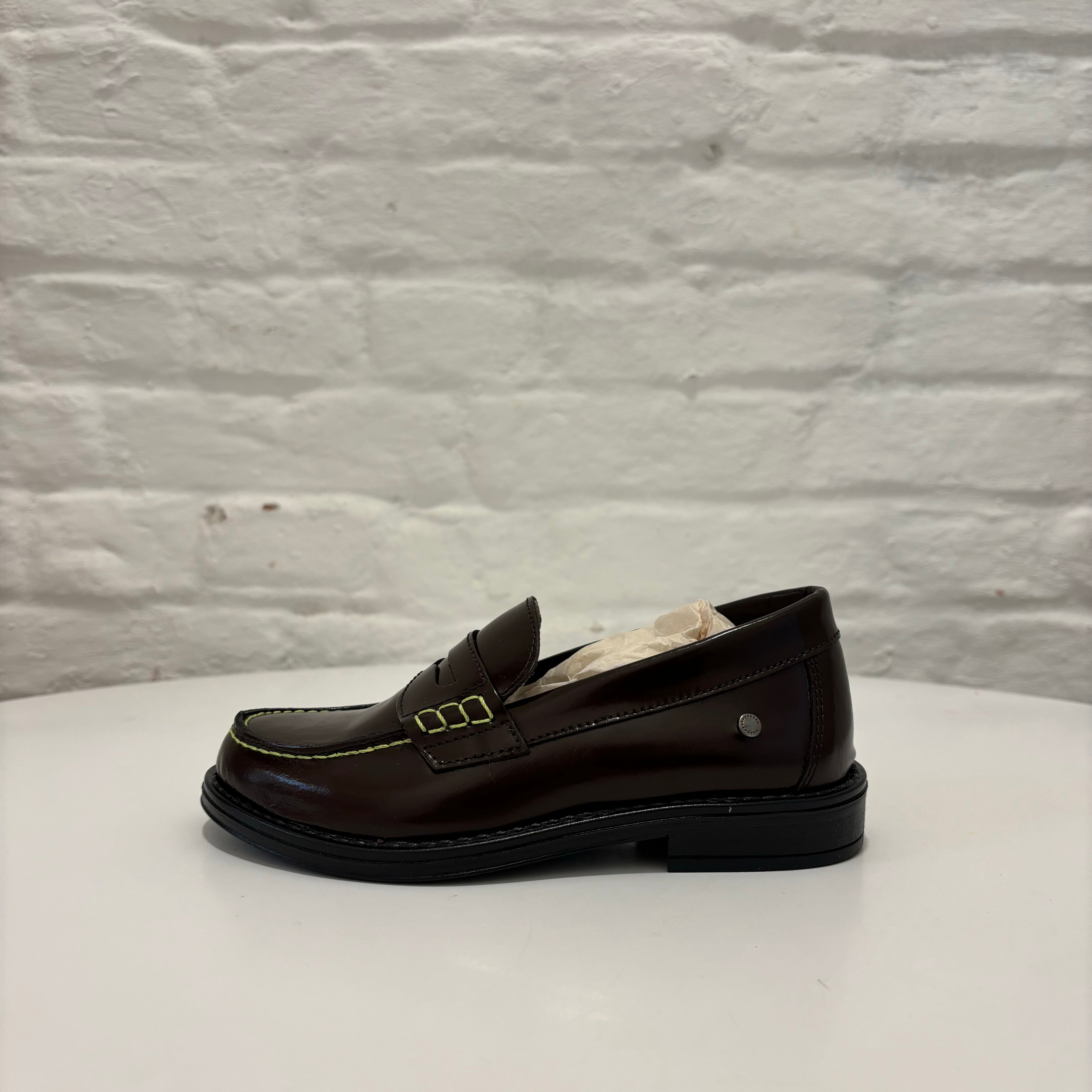 Penny loafers - brown/neon yellow