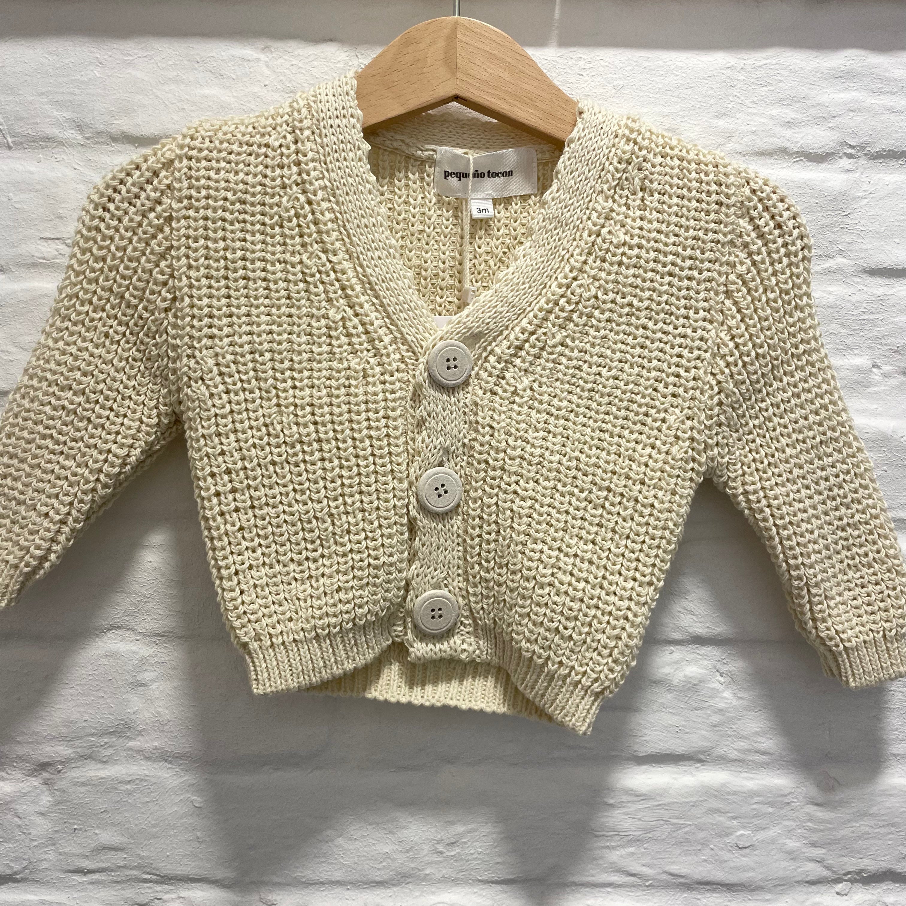 Pequeno tocon - cotton knit cardigan - ecru