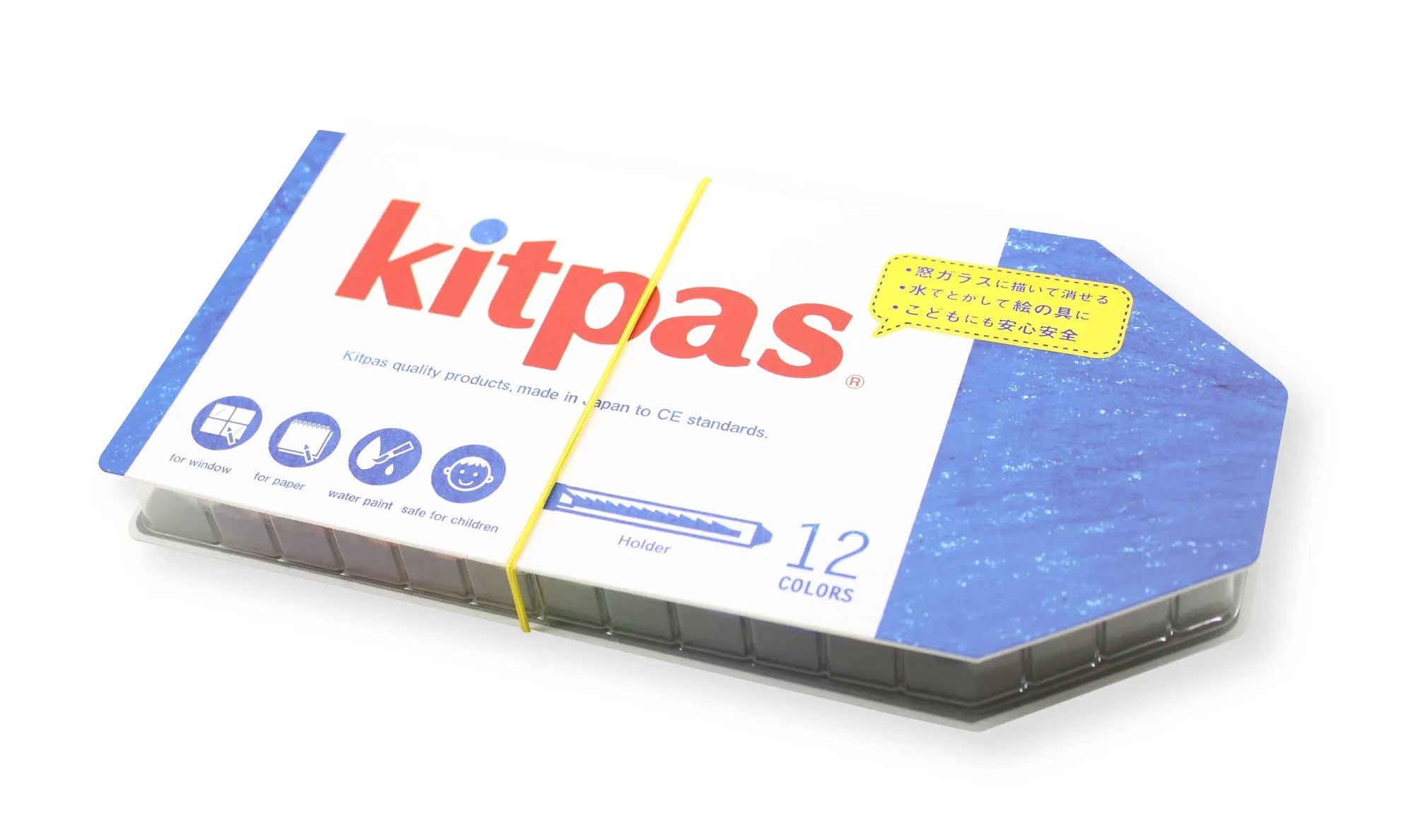 Kitpas - medium raamkrijt met houder - 12 pcs