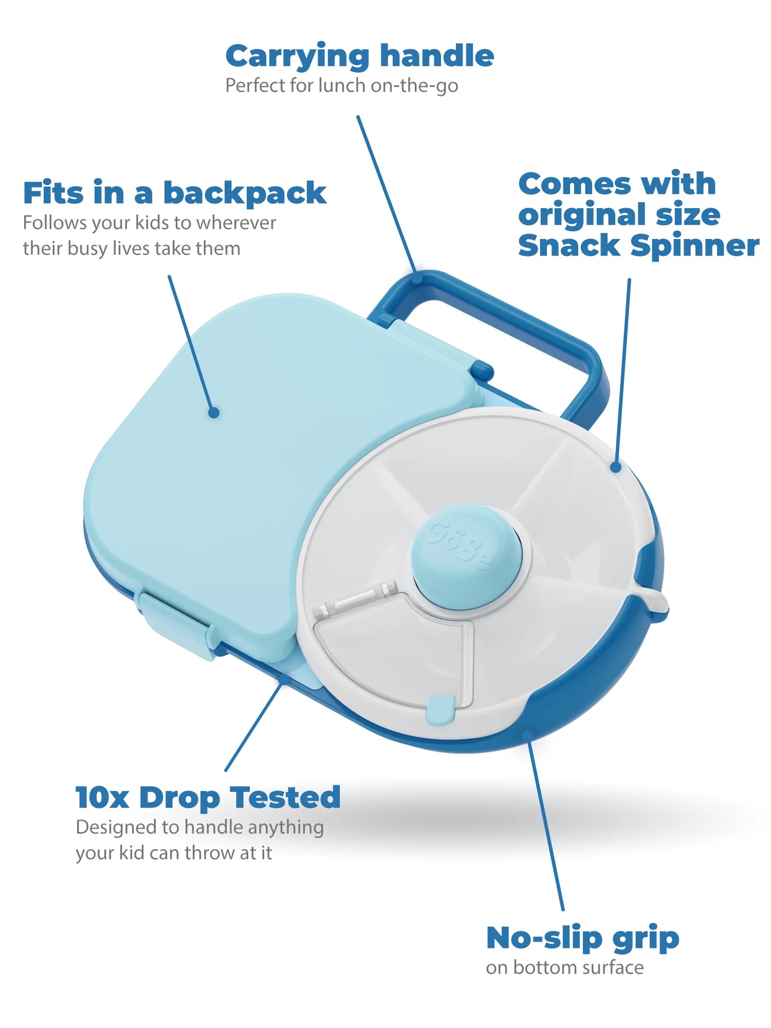 Gobe - lunchbox with snack spinner - blueberry blue