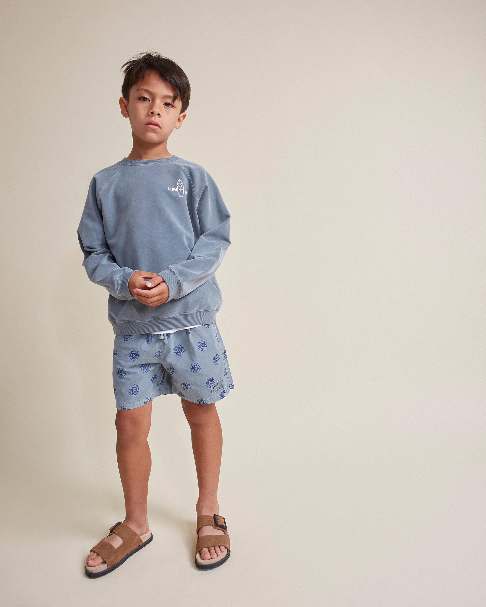 Buho - kids - batik swimshorts - blue teal