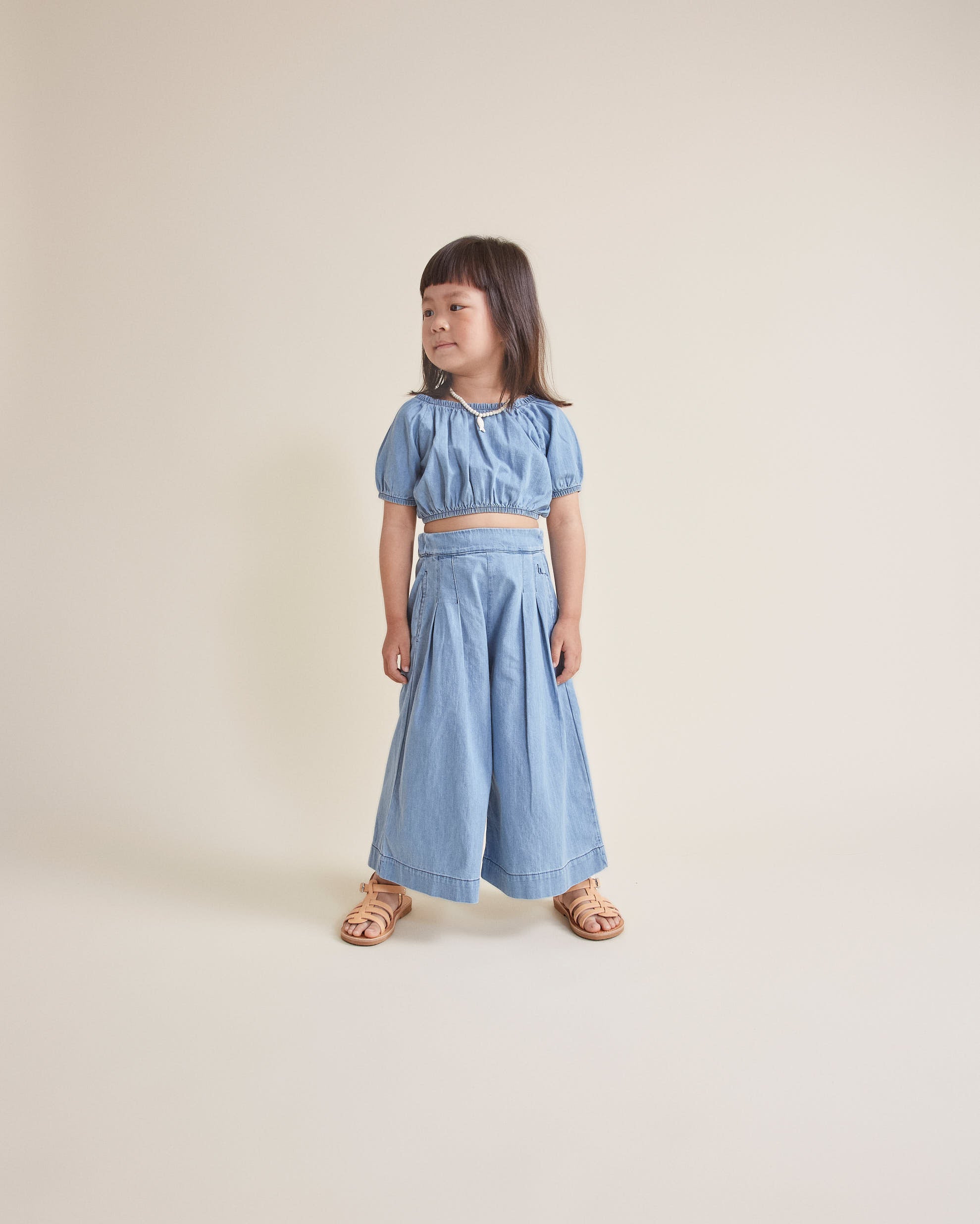 Buho - kids - denim wide pants - denim