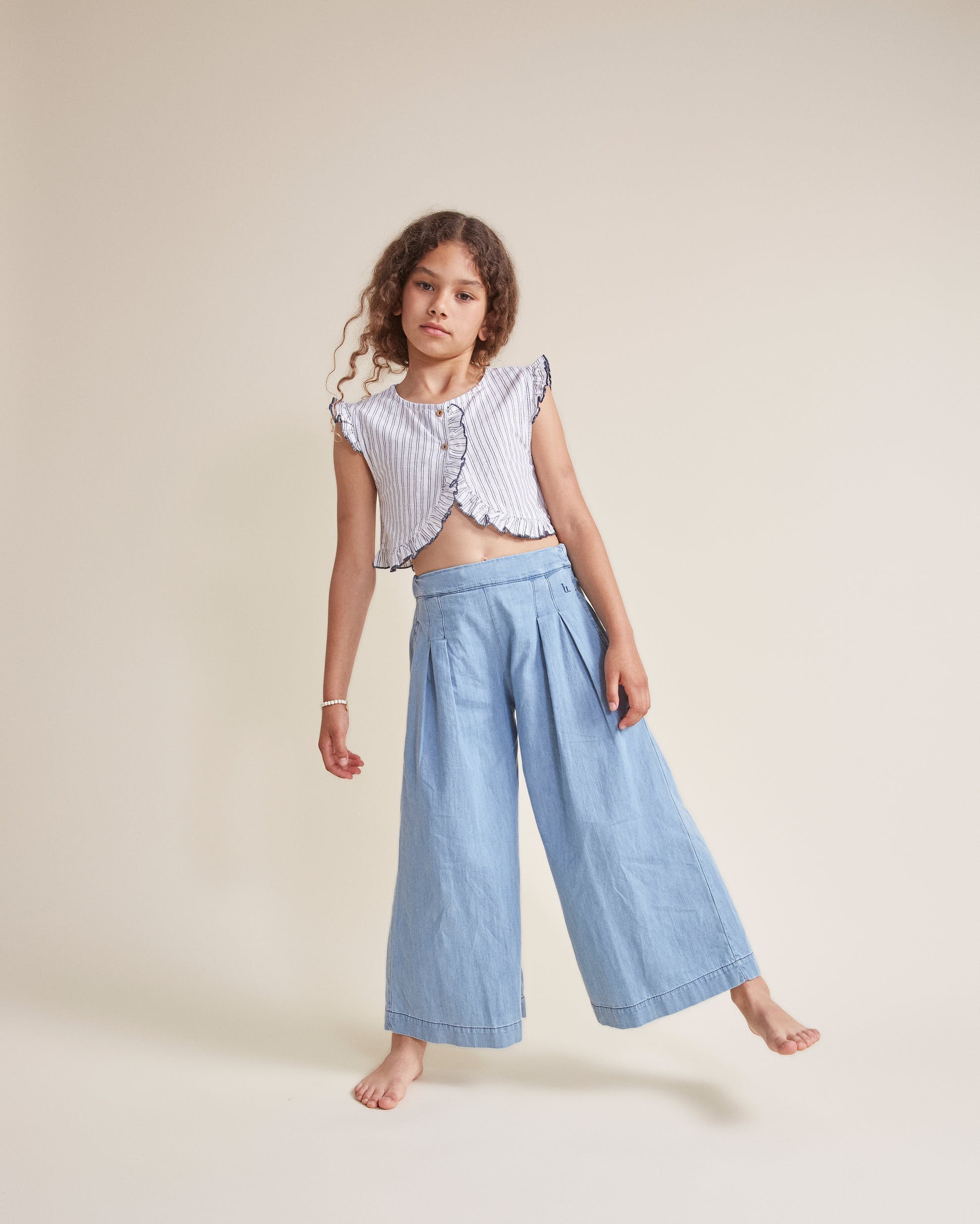 Buho - kids - denim wide pants - denim