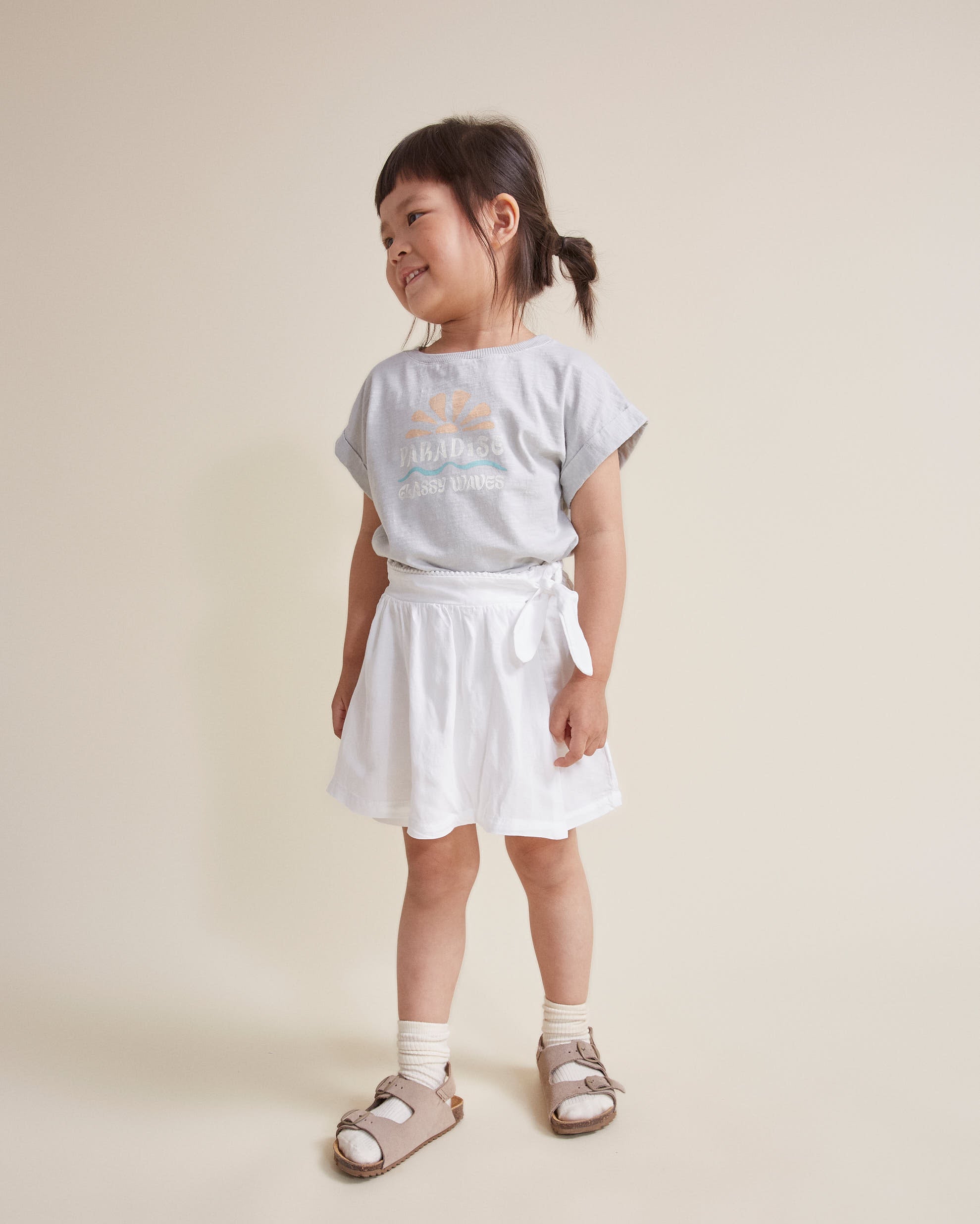 Buho - kids - fluid skirt shorts - white