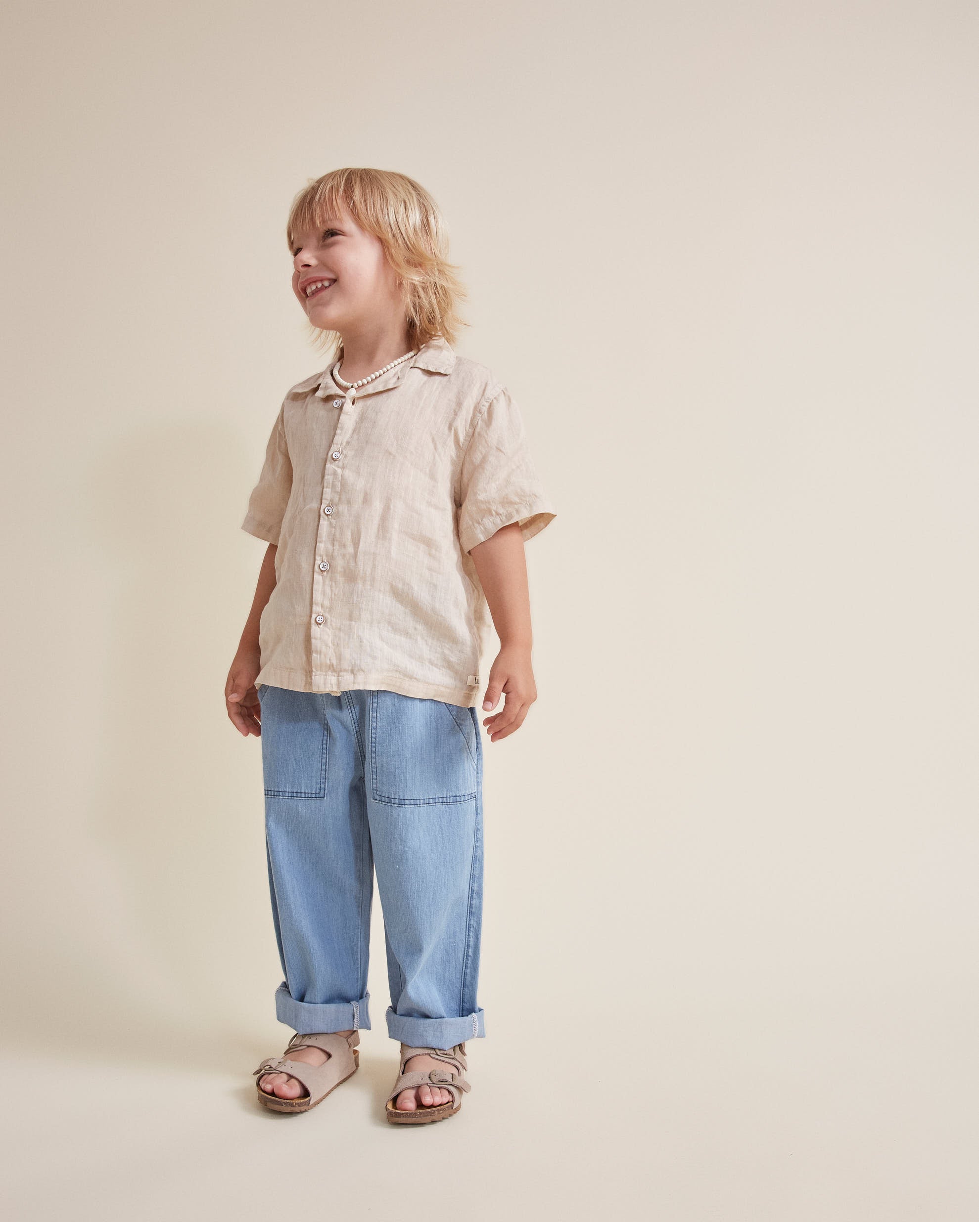 Buho - kids - linen shirt - sand