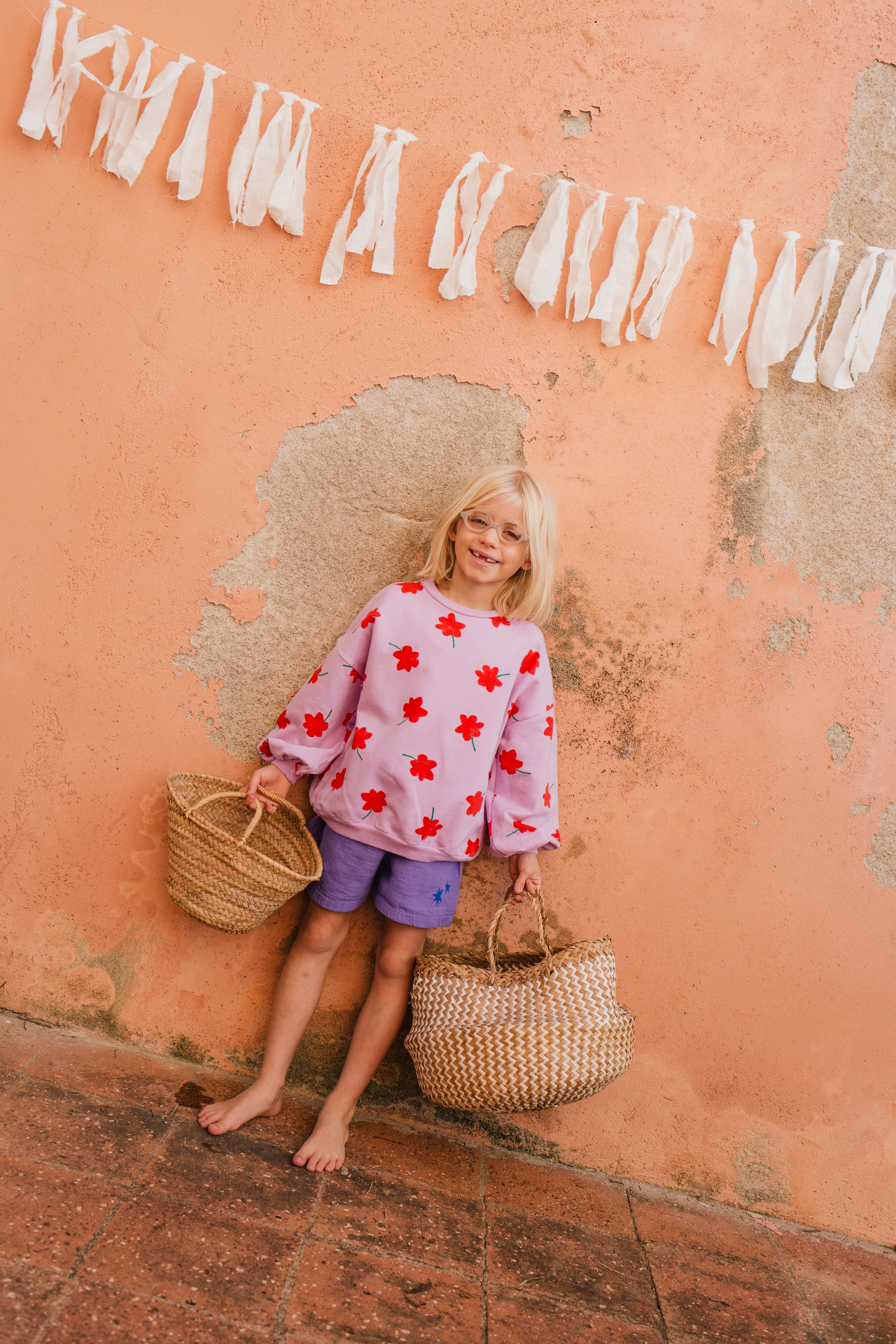 Lotie Kids - sweatshirt - poppies allover - verbena