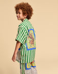 Maison Mangostan - tiger patchwork shirt - green