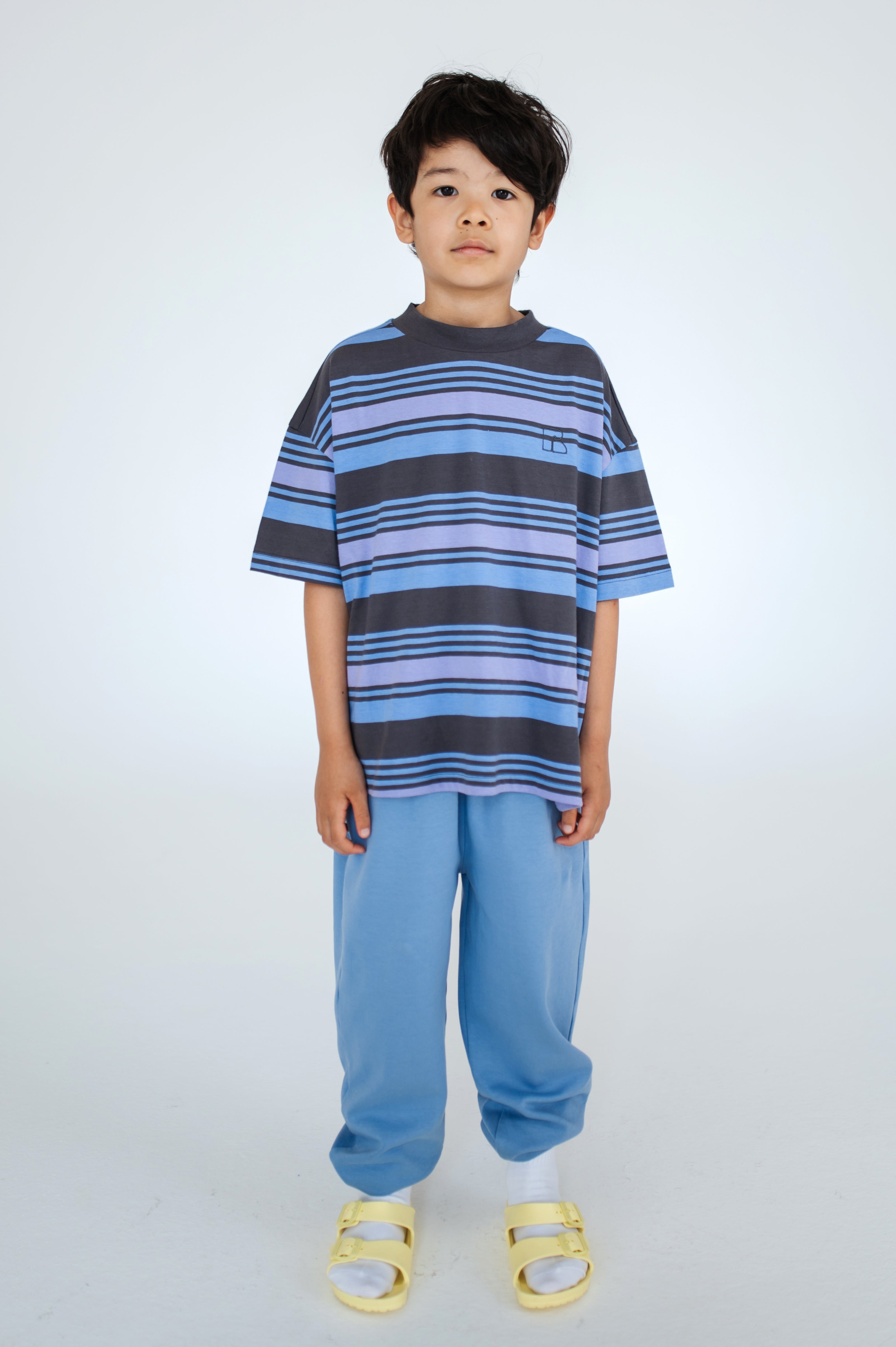 Repose Ams - boxy tee - grey purple stripe