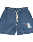 Lotie Kids - denim shorts - skating seagull - washed indigo