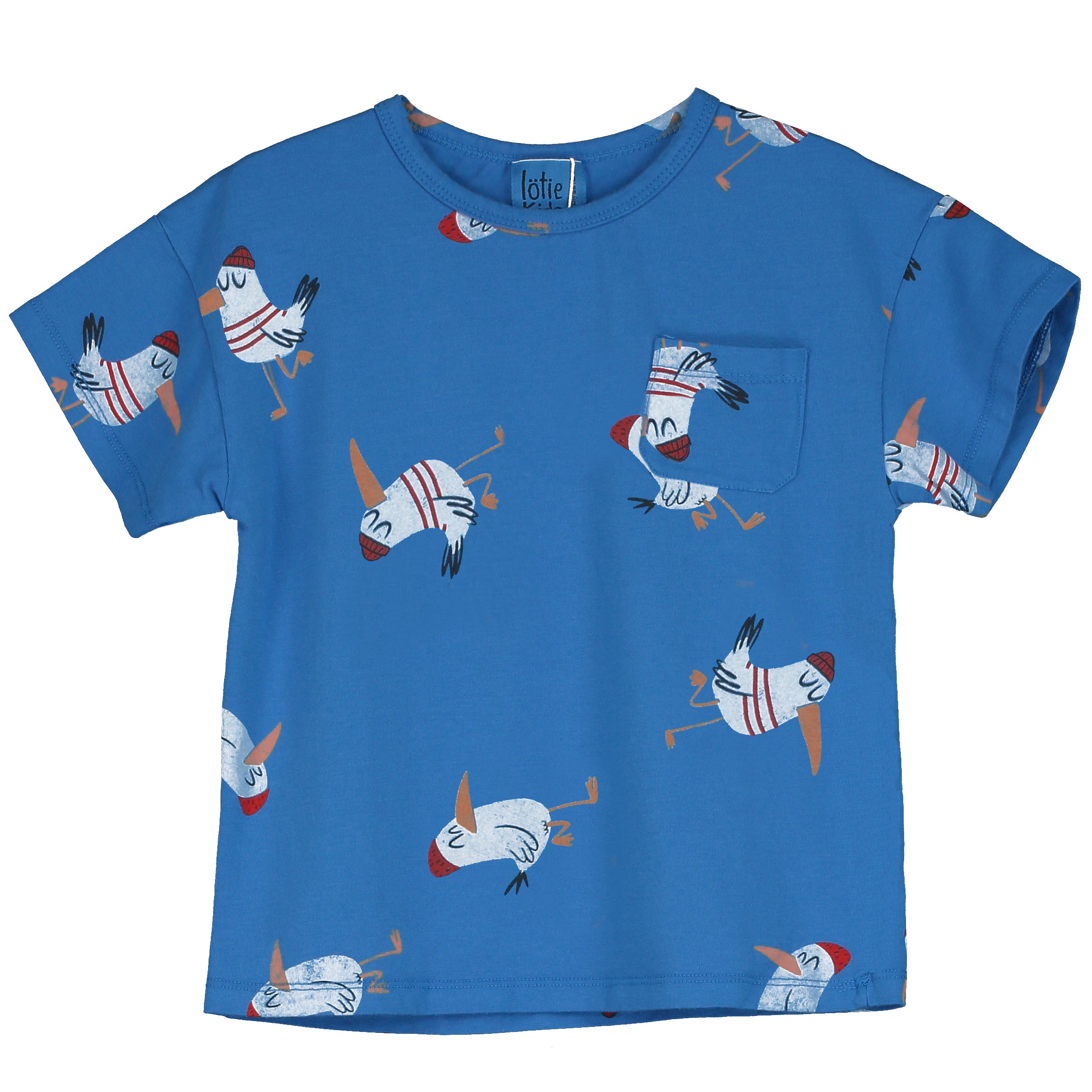 Lotie Kids - t-shirt - seagulls allover - royal blue