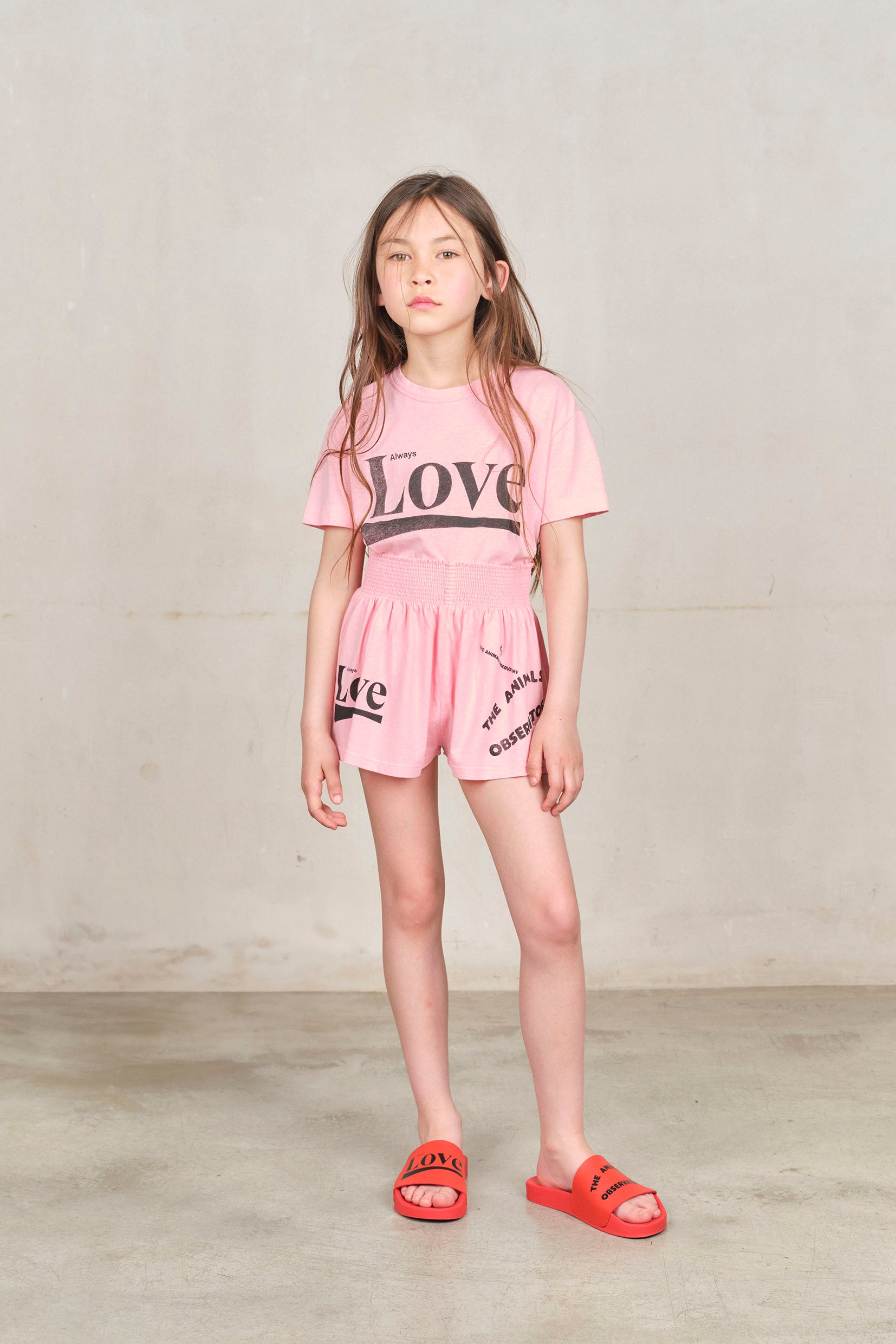 The animals observatory - ostrich kids shorts - pink