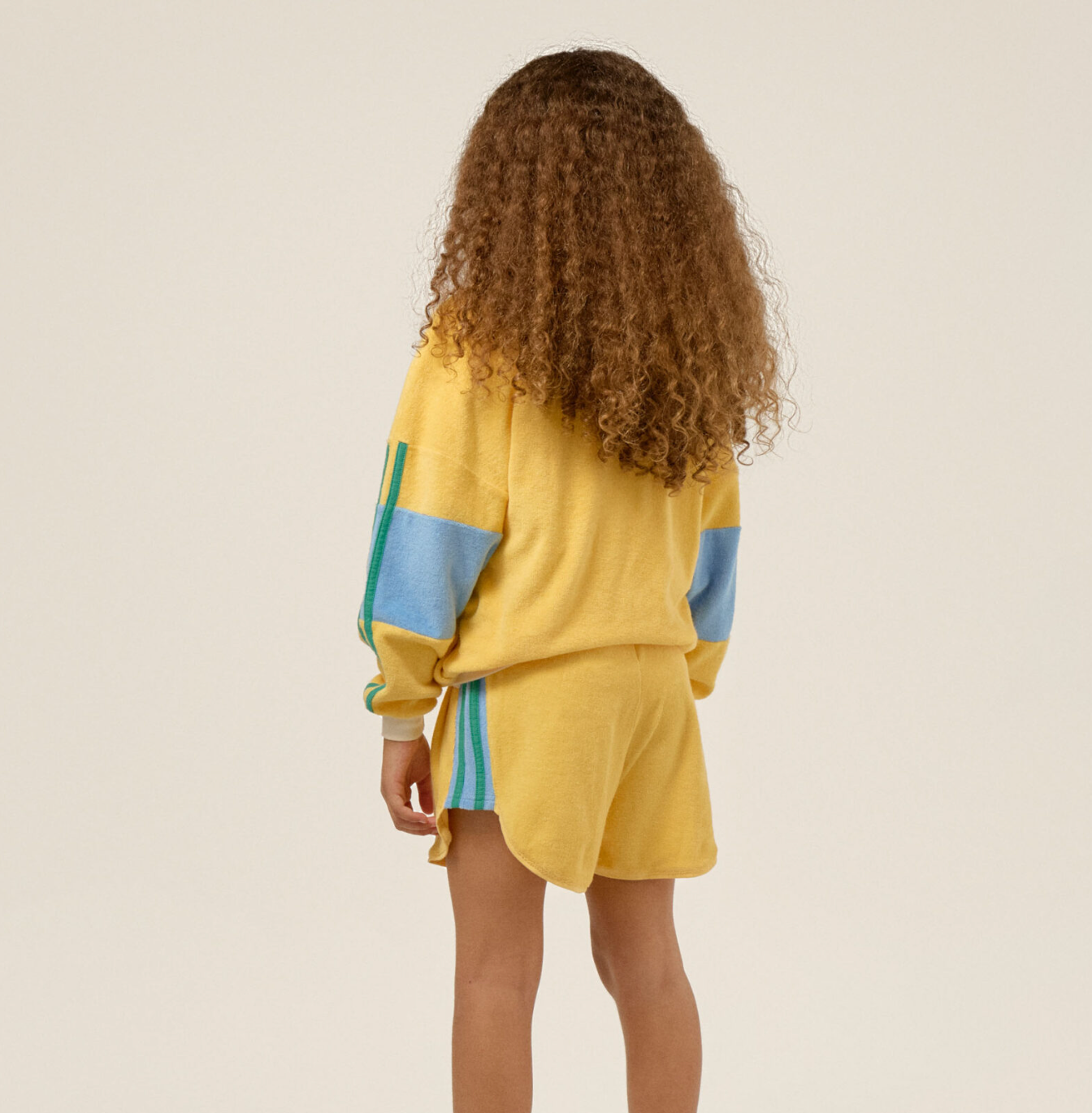 The campamento - kids - yellow colorblock shorts